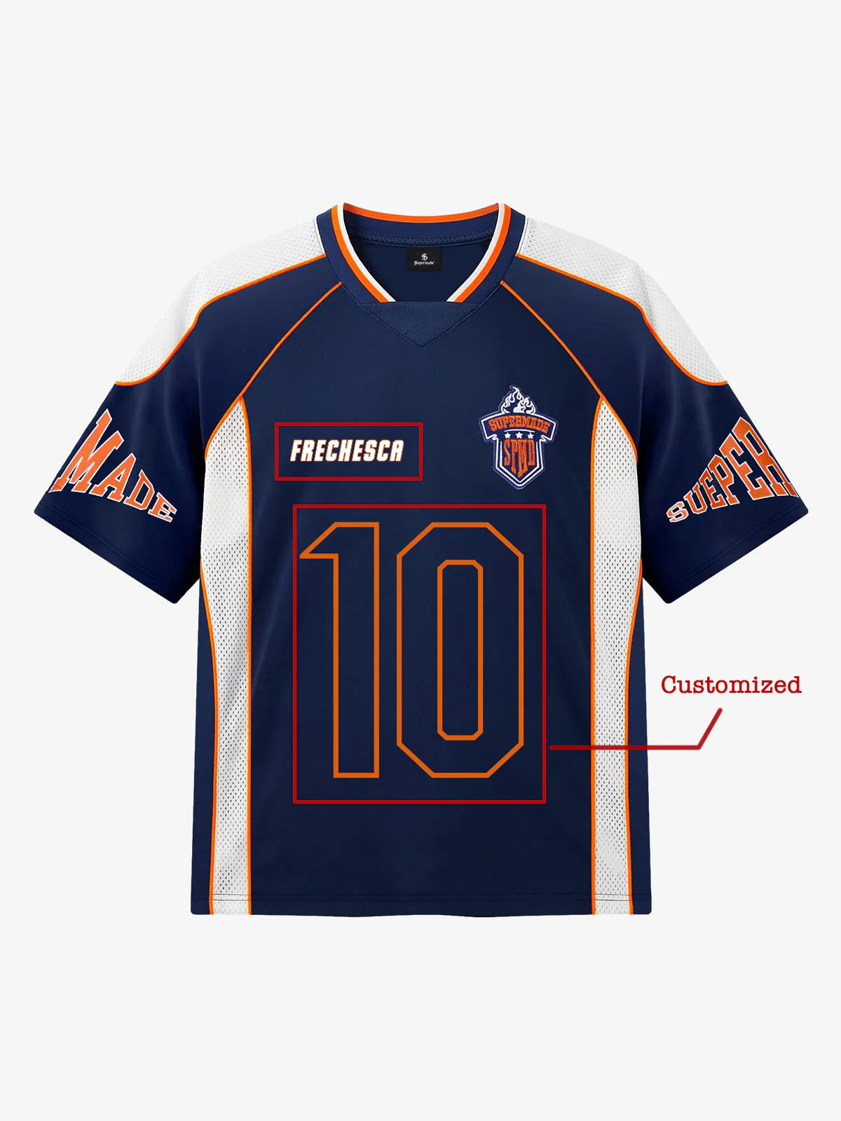 Contrast Panel Mesh Number Print Jersey Pattern Customization T-Shirt