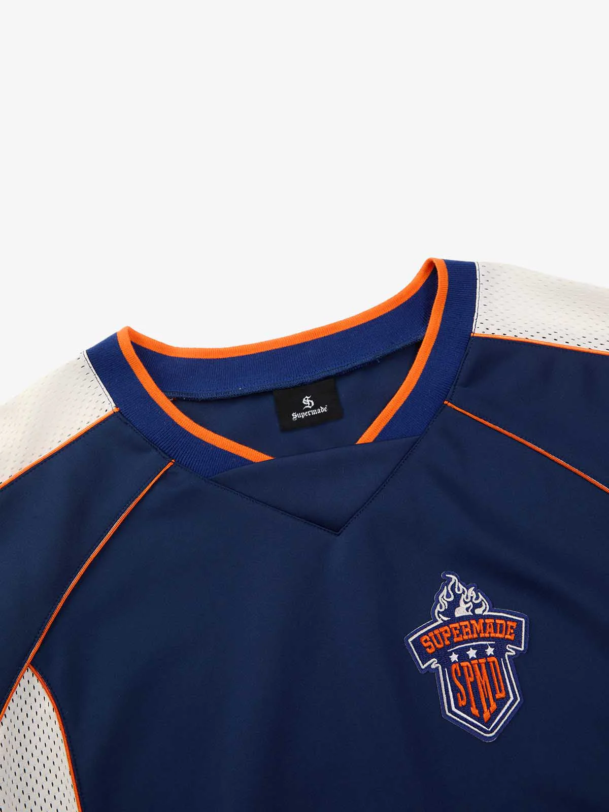 Contrast Panel Mesh Number Print Jersey Pattern Customization T-Shirt - Image 3