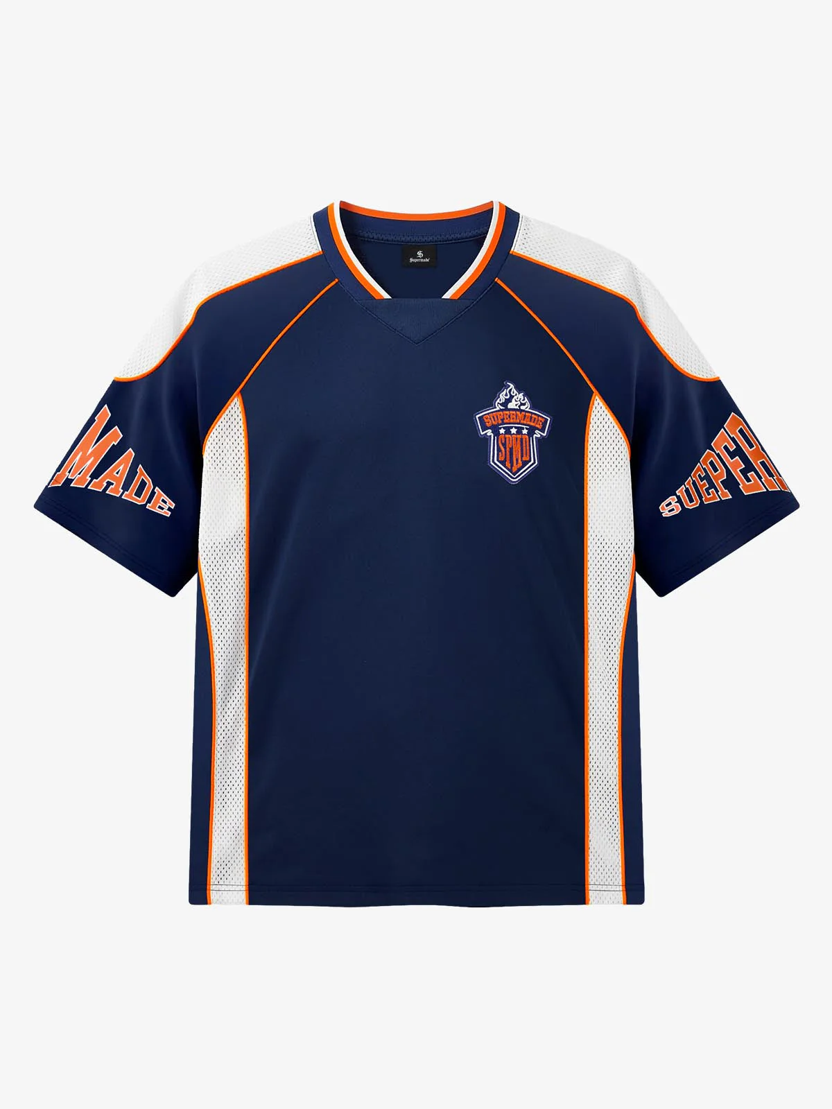 Contrast Panel Mesh Number Print Jersey Pattern Customization T-Shirt - Image 9