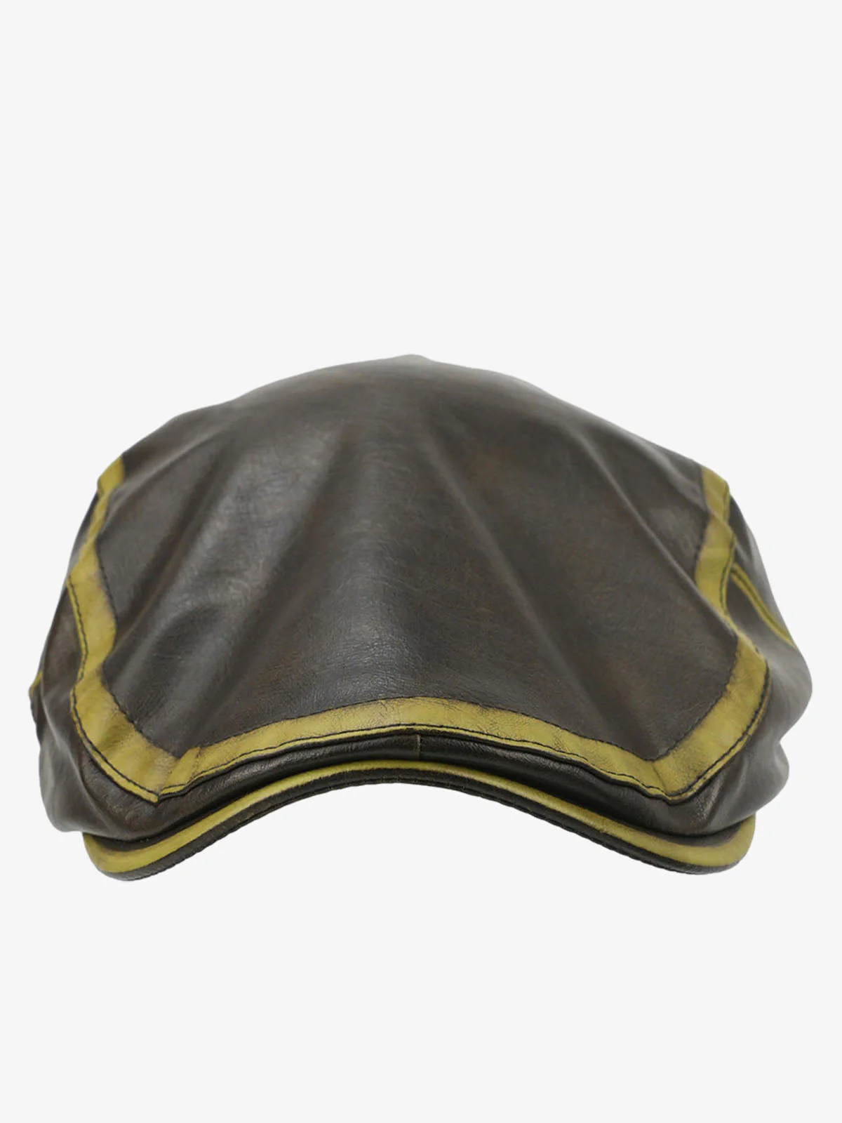 Contrast Stitch Faux Leather Flat Cap - Image 3