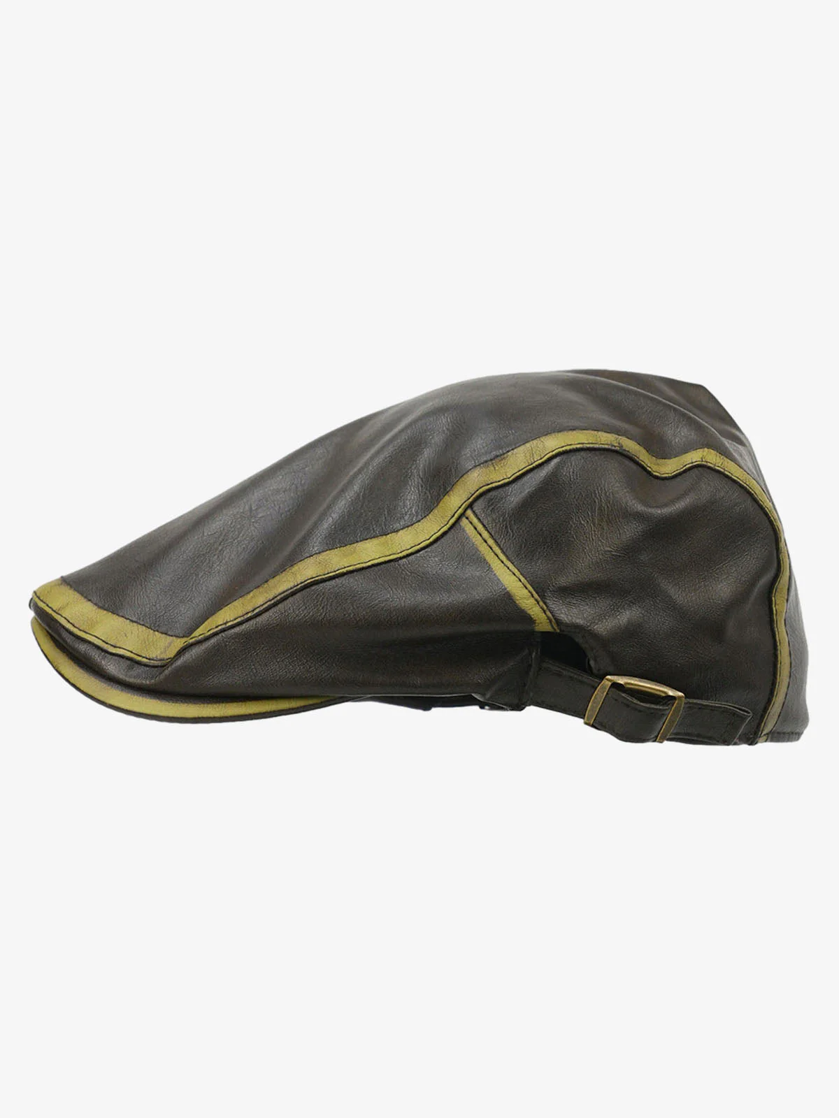 Contrast Stitch Faux Leather Flat Cap - Image 4