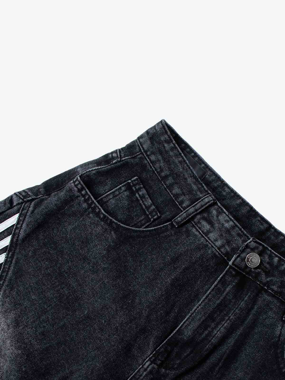 Contrast Stripe Panel Barrel Denim Jeans - Image 5