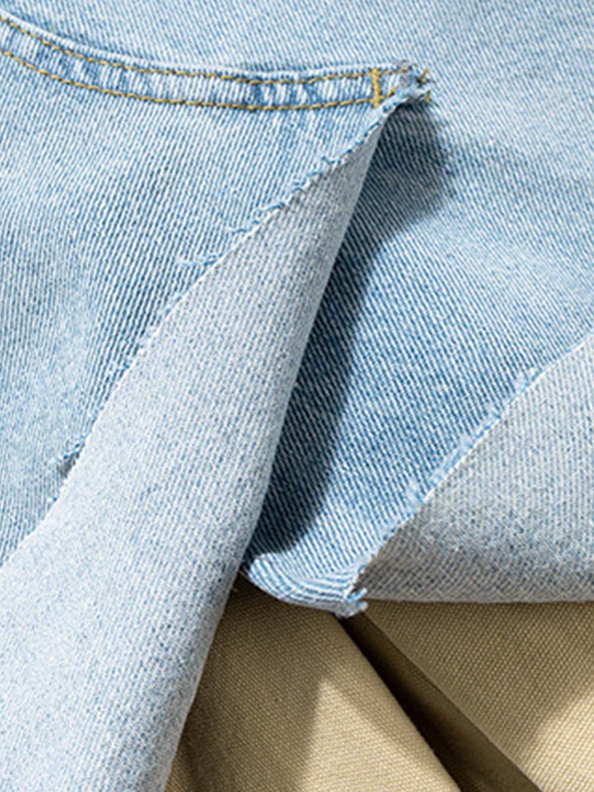 Layered Distressed Denim Jorts - Image 7
