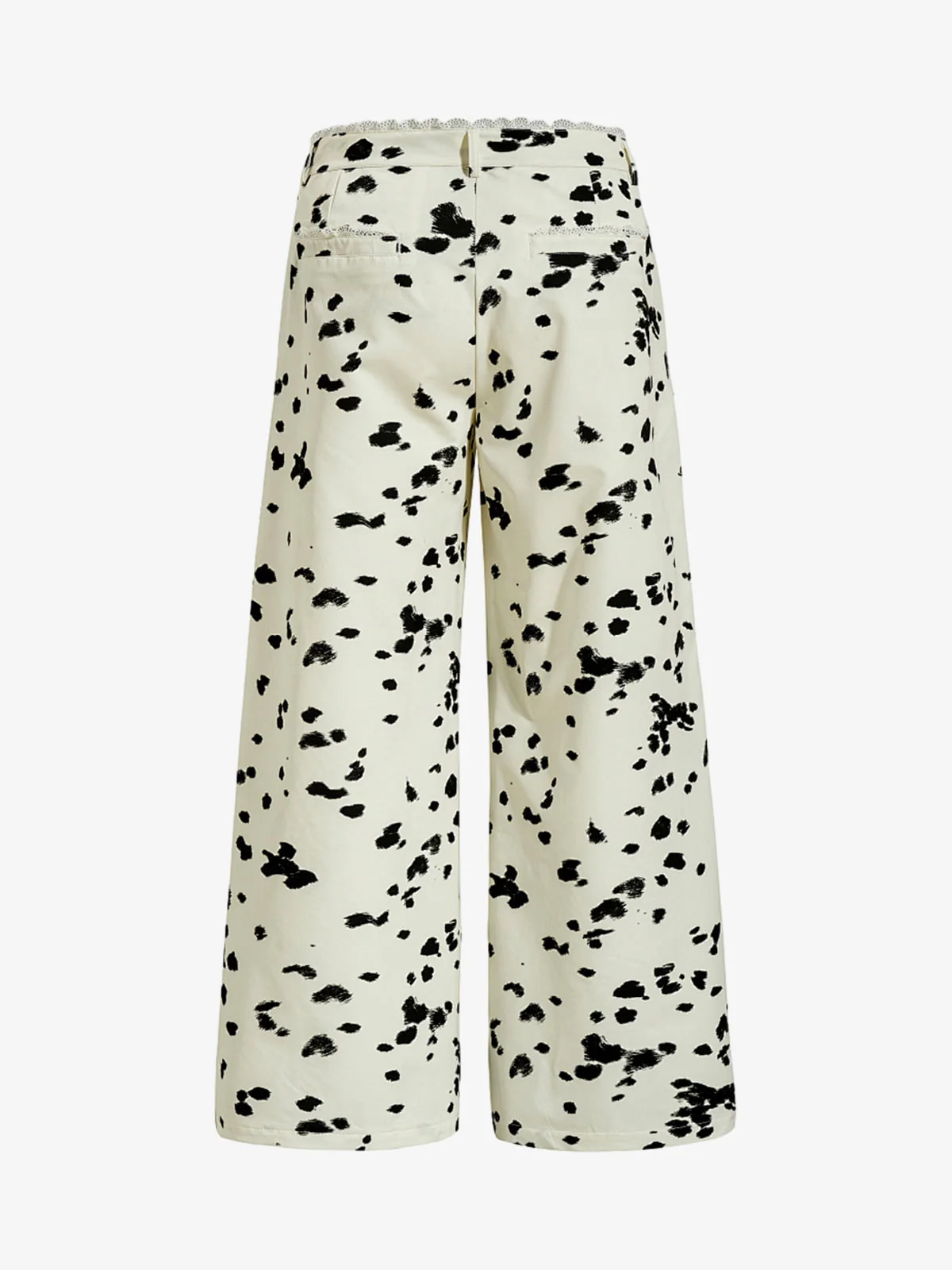 Cow Print Lace Trim Straight Leg Pants - Image 2