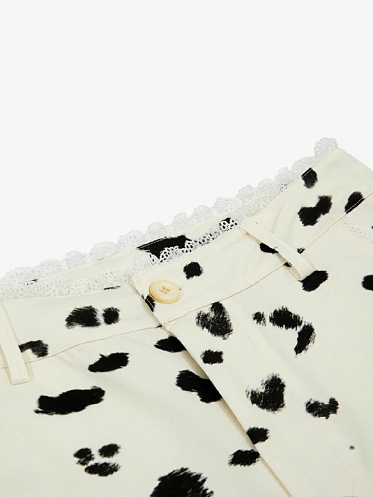 Cow Print Lace Trim Straight Leg Pants - Image 3