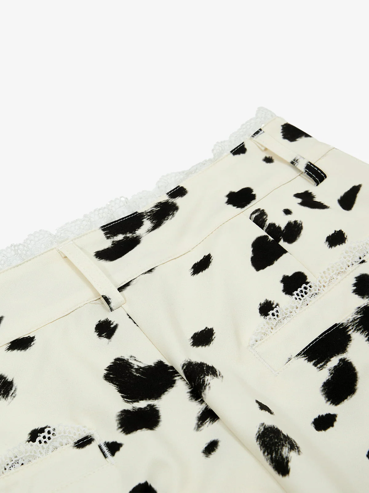 Cow Print Lace Trim Straight Leg Pants - Image 4