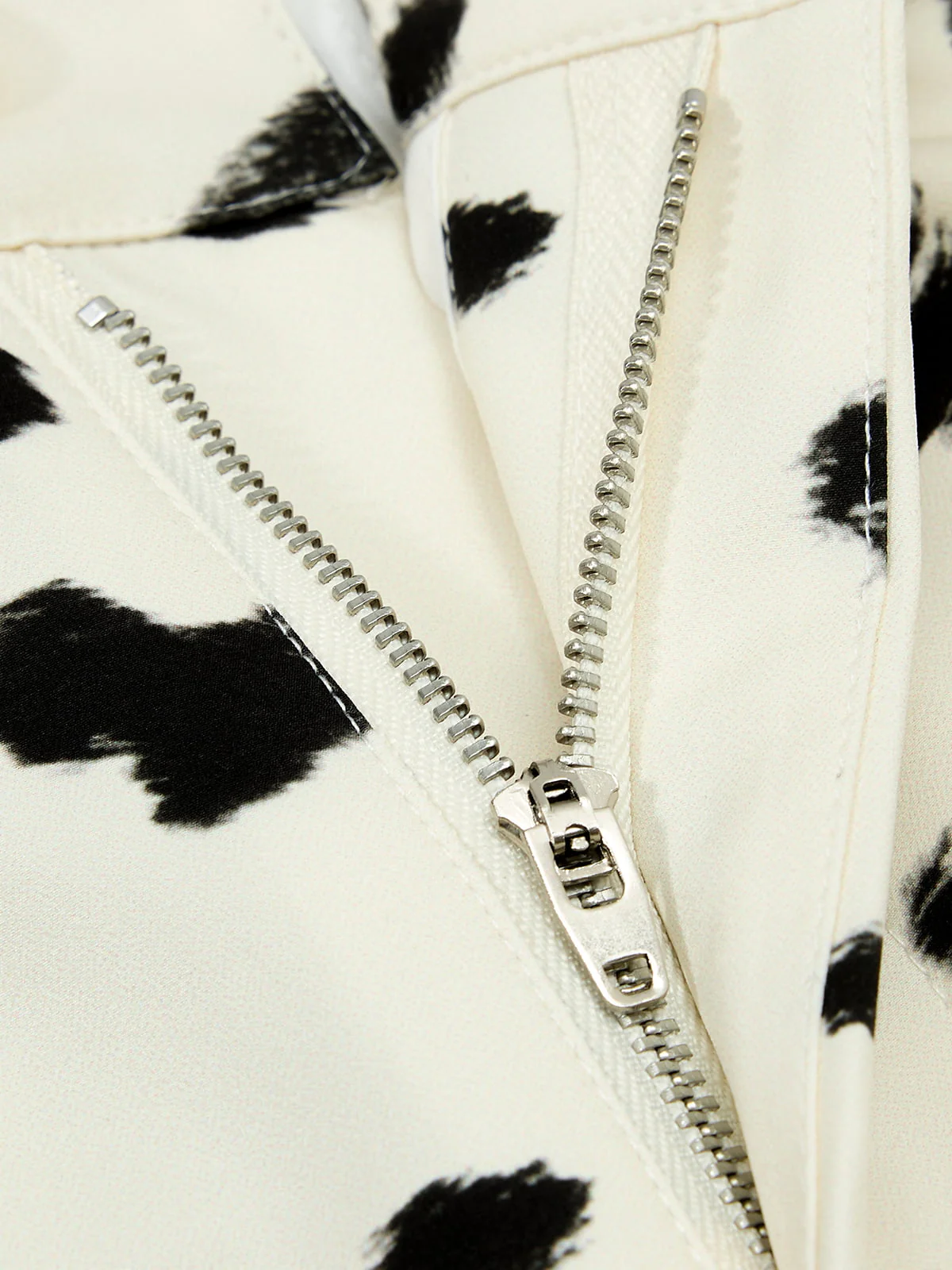 Cow Print Lace Trim Straight Leg Pants - Image 5