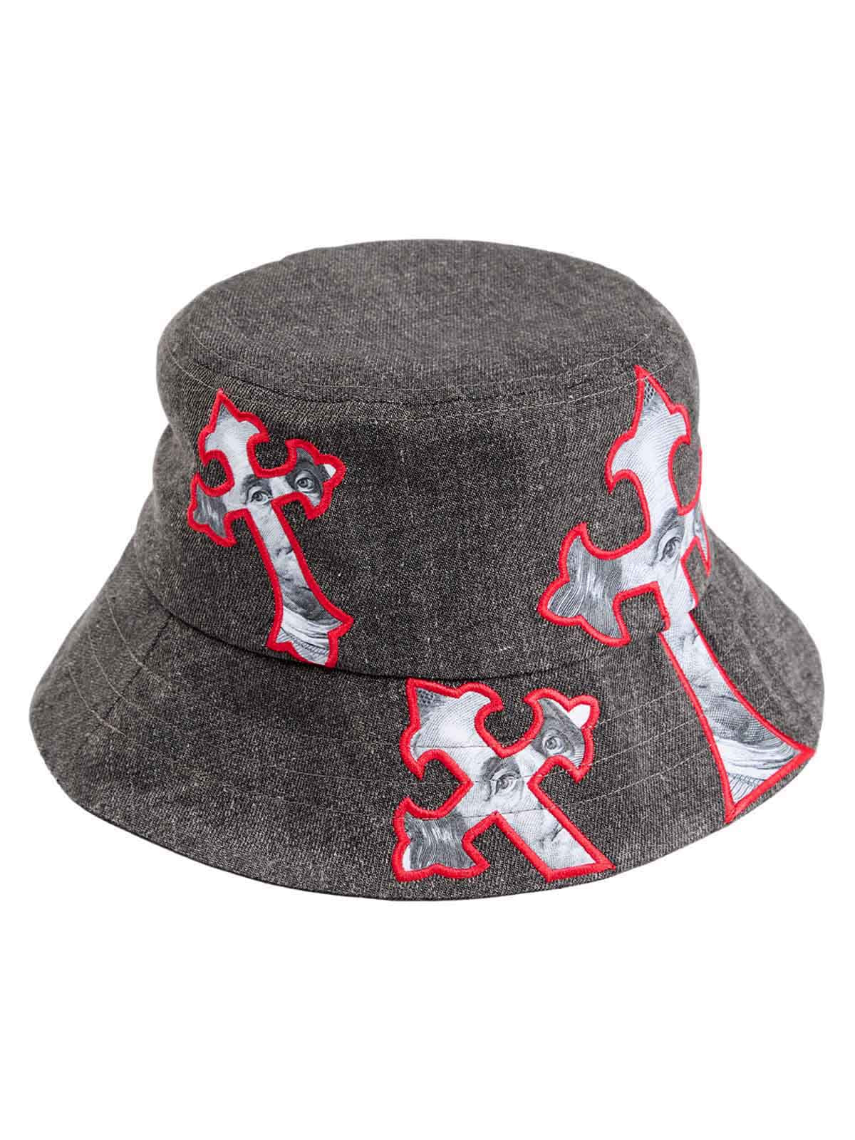 Cross And Portrait Denim Bucket Hat - Image 4