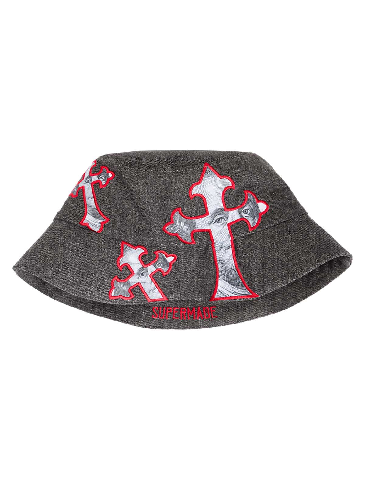 Cross And Portrait Denim Bucket Hat - Image 5