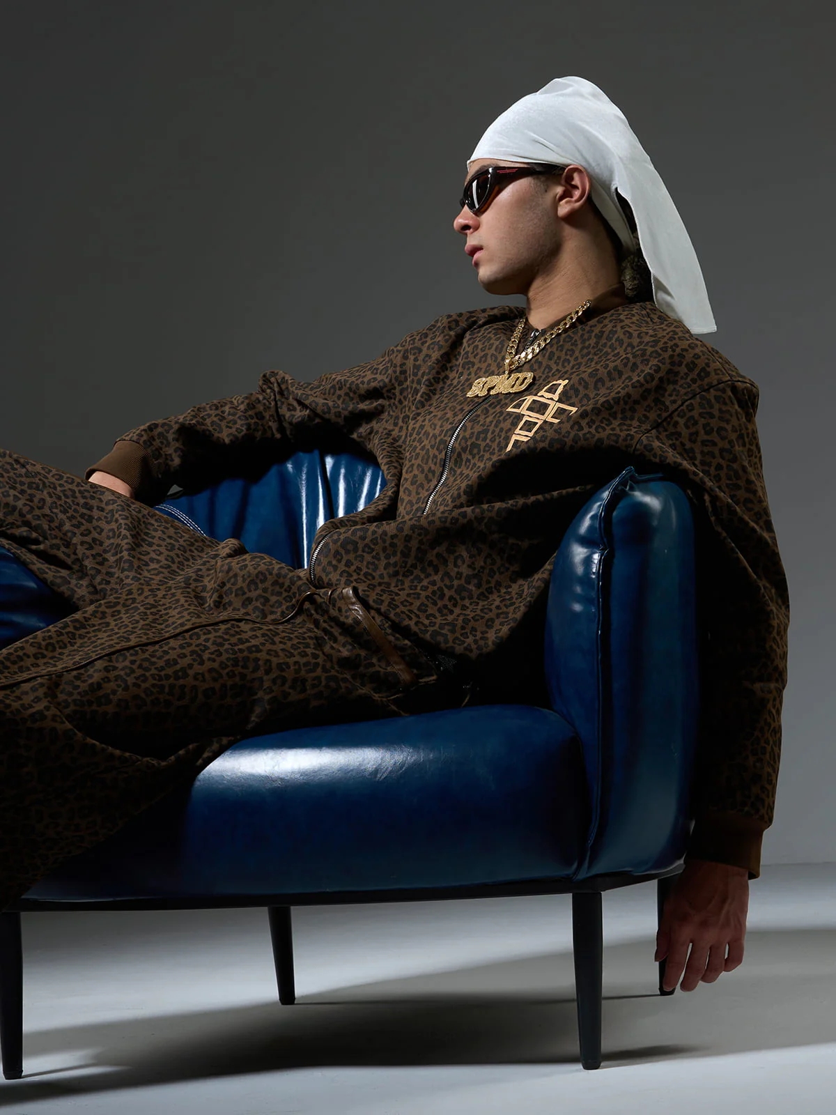 Cross Frame Leopard Print Baseball Jacket - Image 13