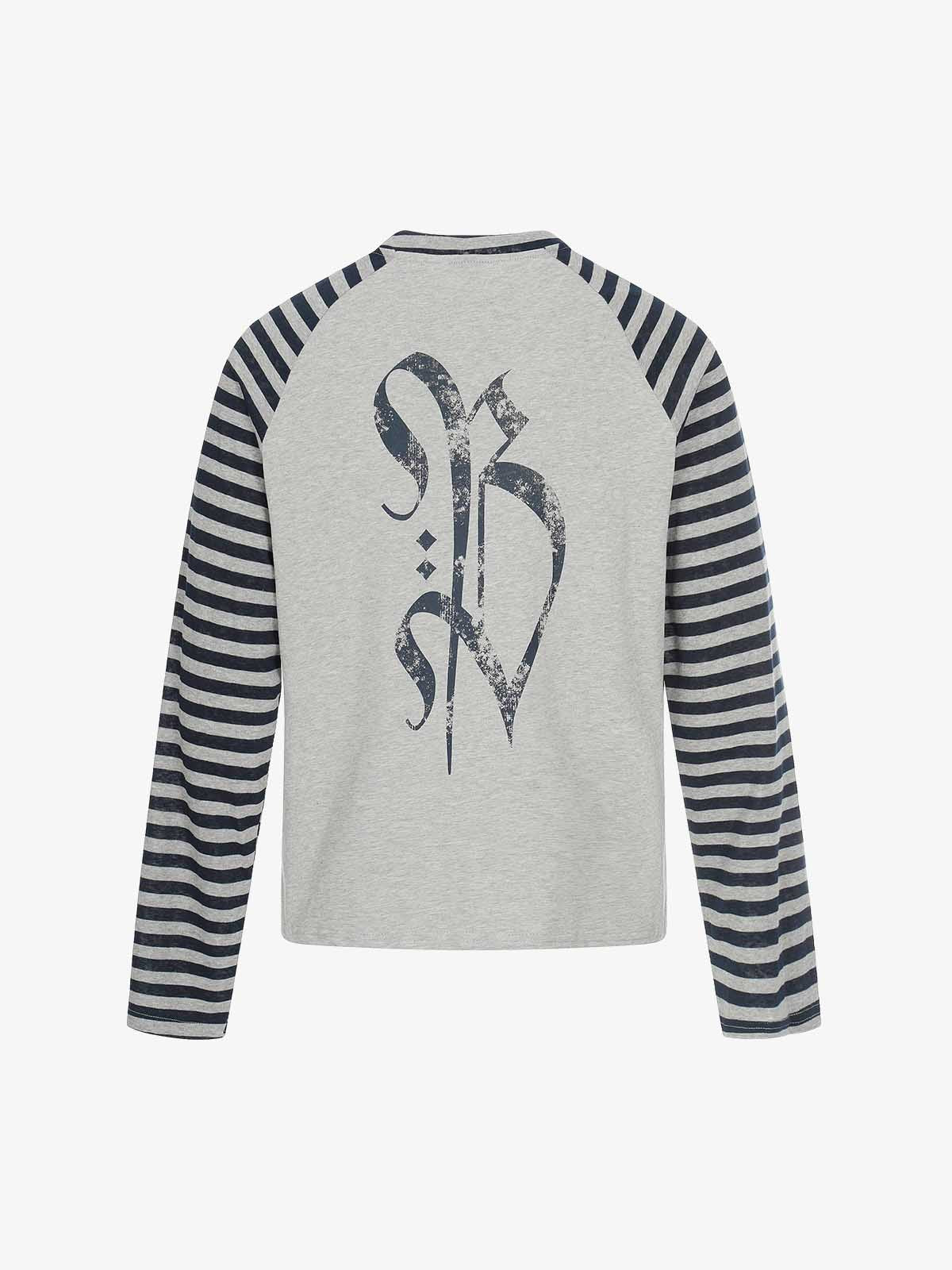 Cross Graphic Stripe Raglan Long Sleeve T-Shirt - Image 4