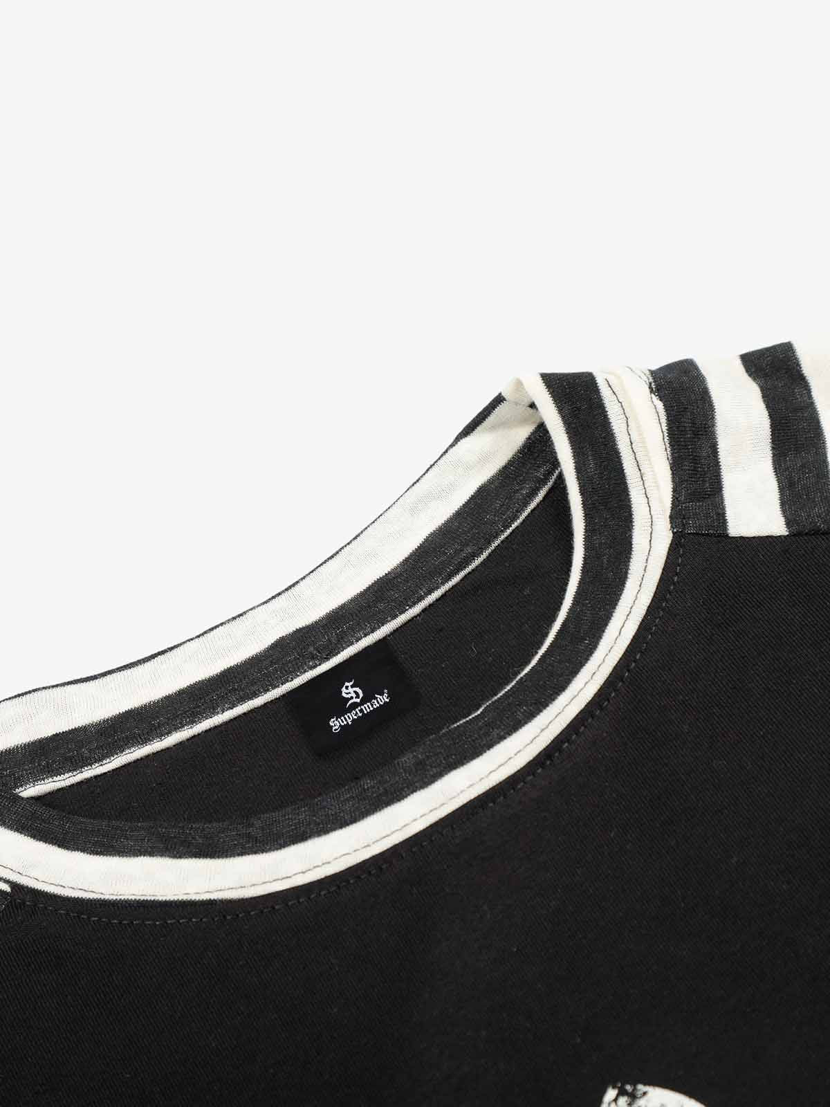 Cross Graphic Stripe Raglan Long Sleeve T-Shirt - Image 5