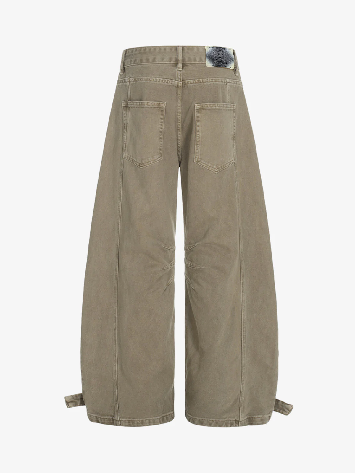 Curved Barrel Leg Inner Pleat Utility Jeans - Image 3