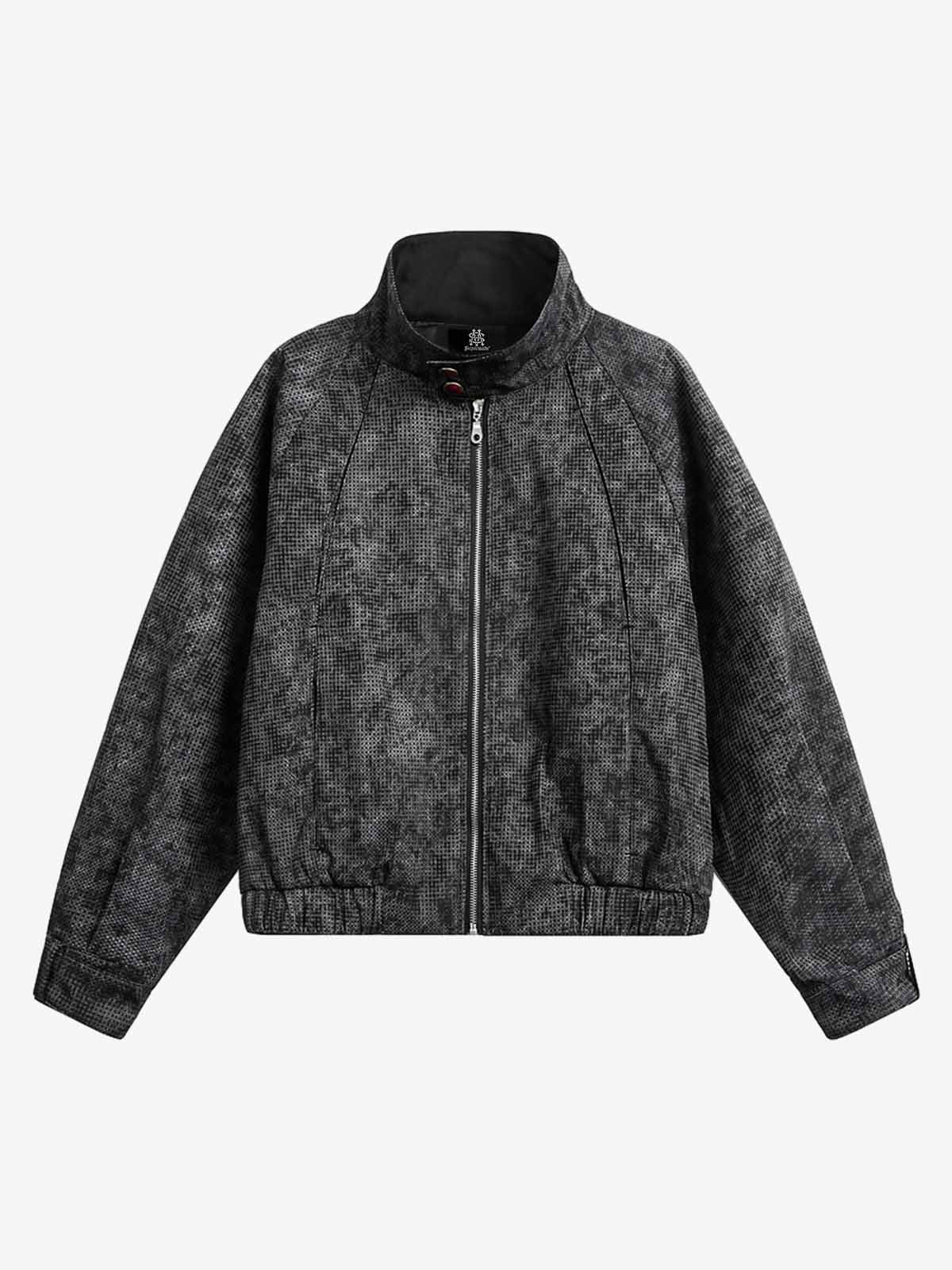 Dark Deconstructed Split Stand Collar Jacket - Image 2