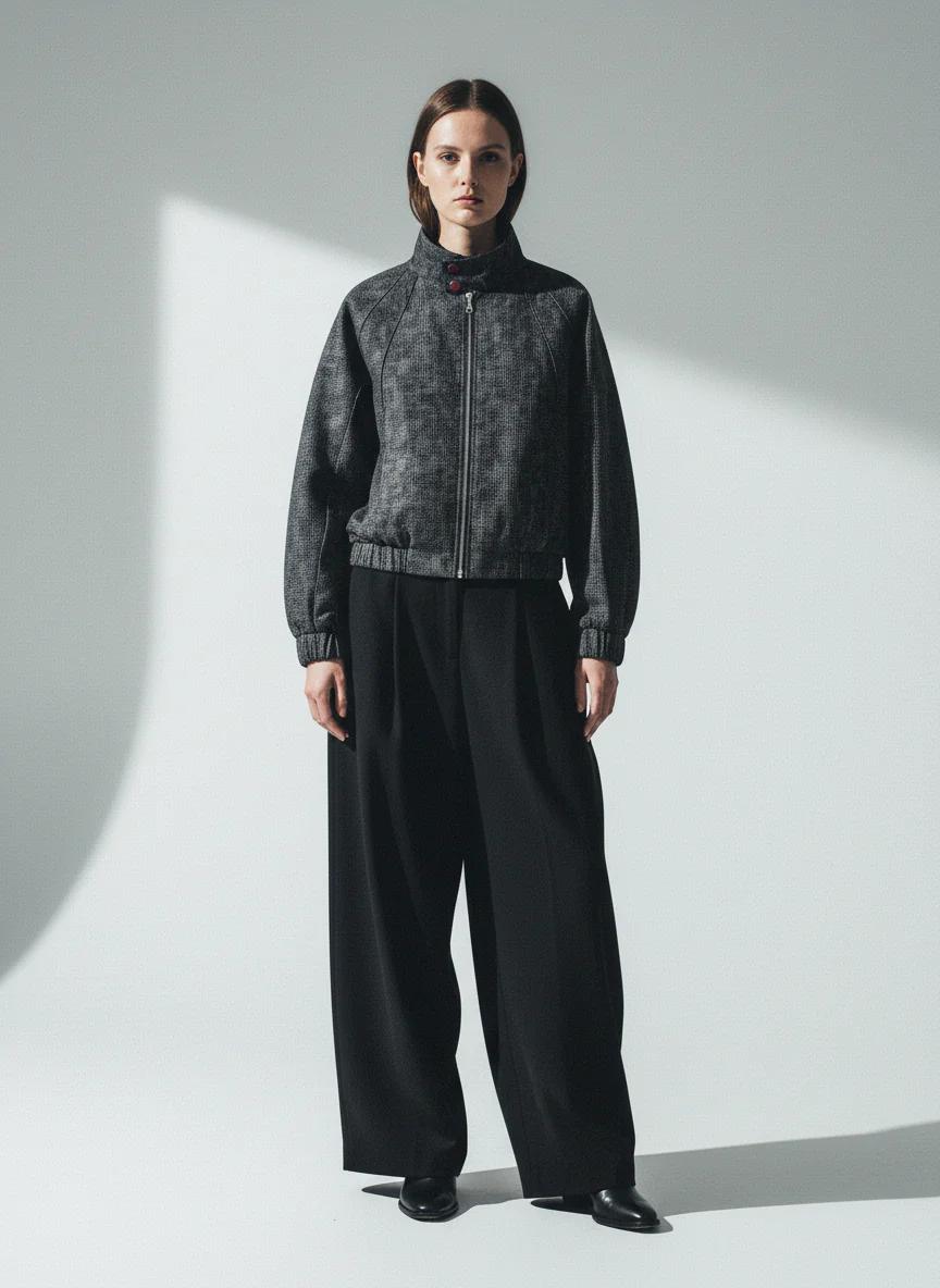 Dark Deconstructed Split Stand Collar Jacket - Image 3