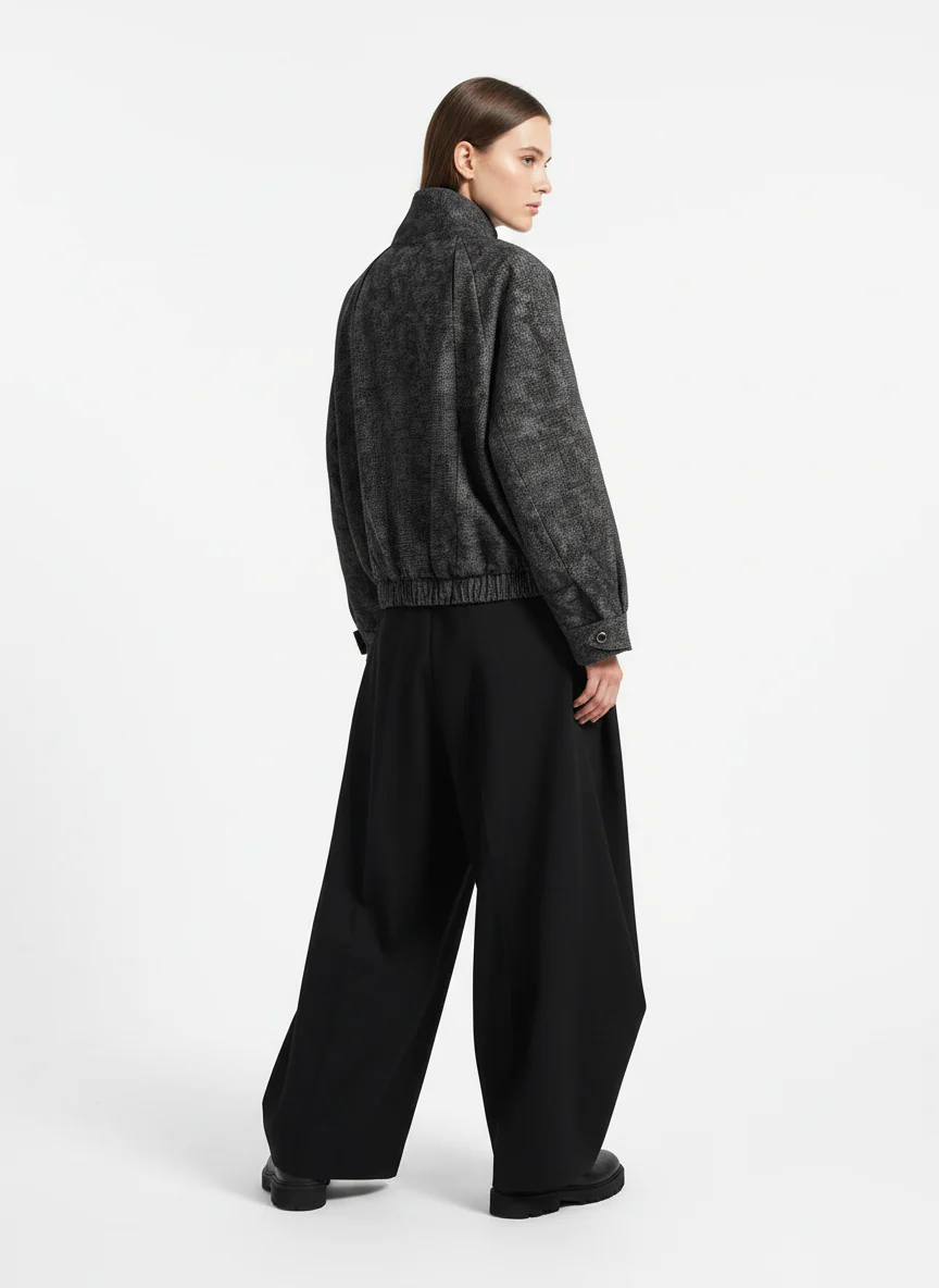 Dark Deconstructed Split Stand Collar Jacket - Image 4