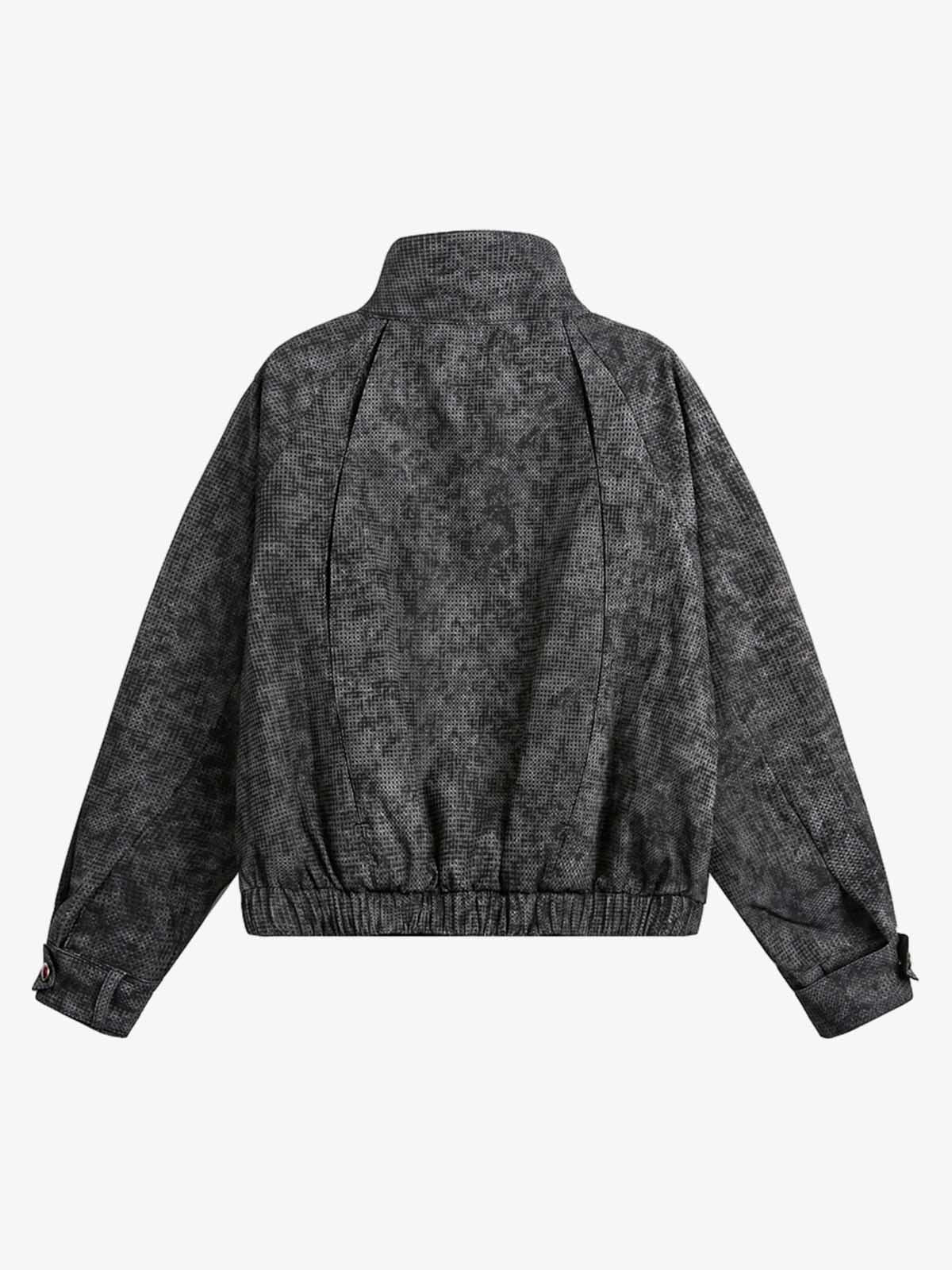 Dark Deconstructed Split Stand Collar Jacket - Image 6