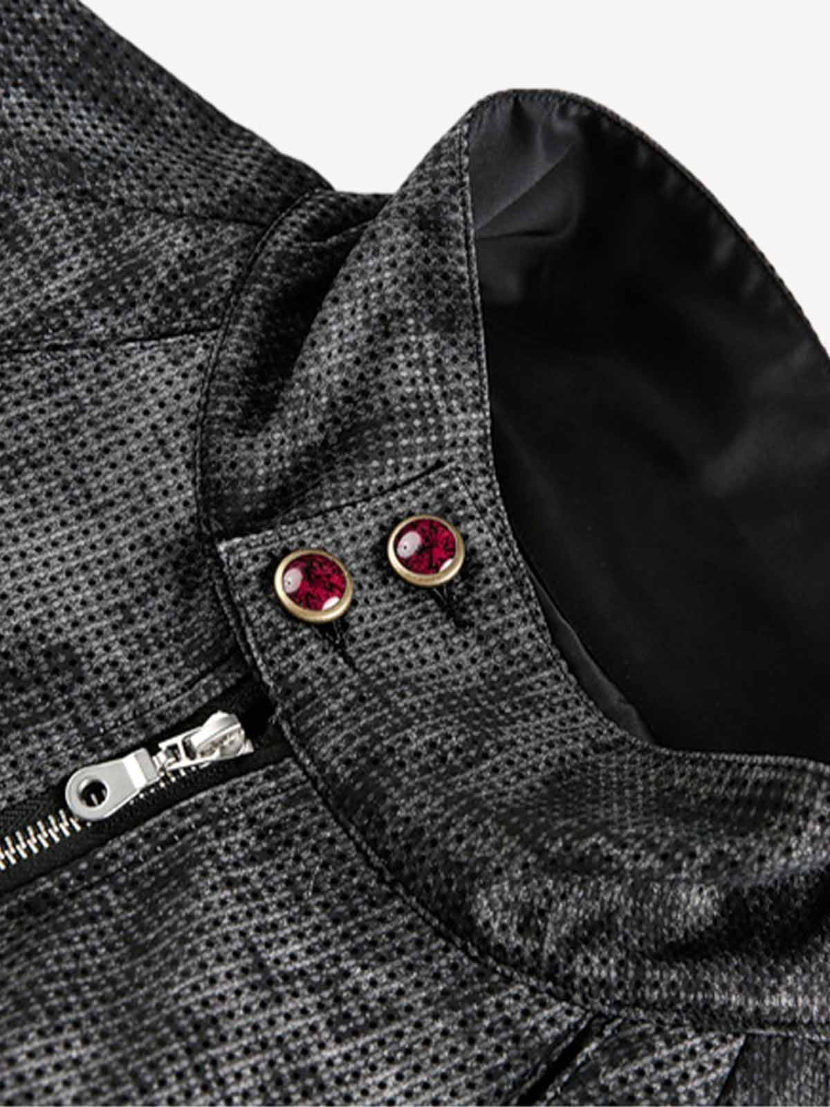 Dark Deconstructed Split Stand Collar Jacket - Image 7