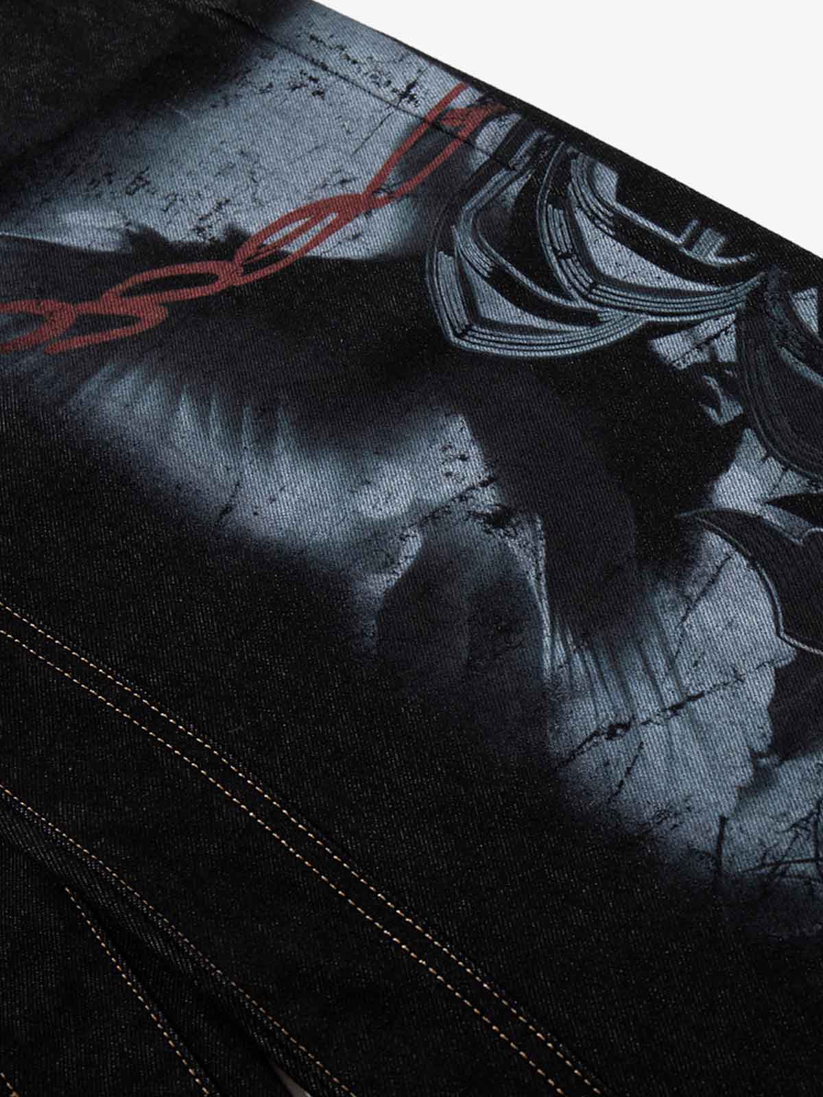 Dark Gothic Graphic Wide-Leg Jeans - Image 10