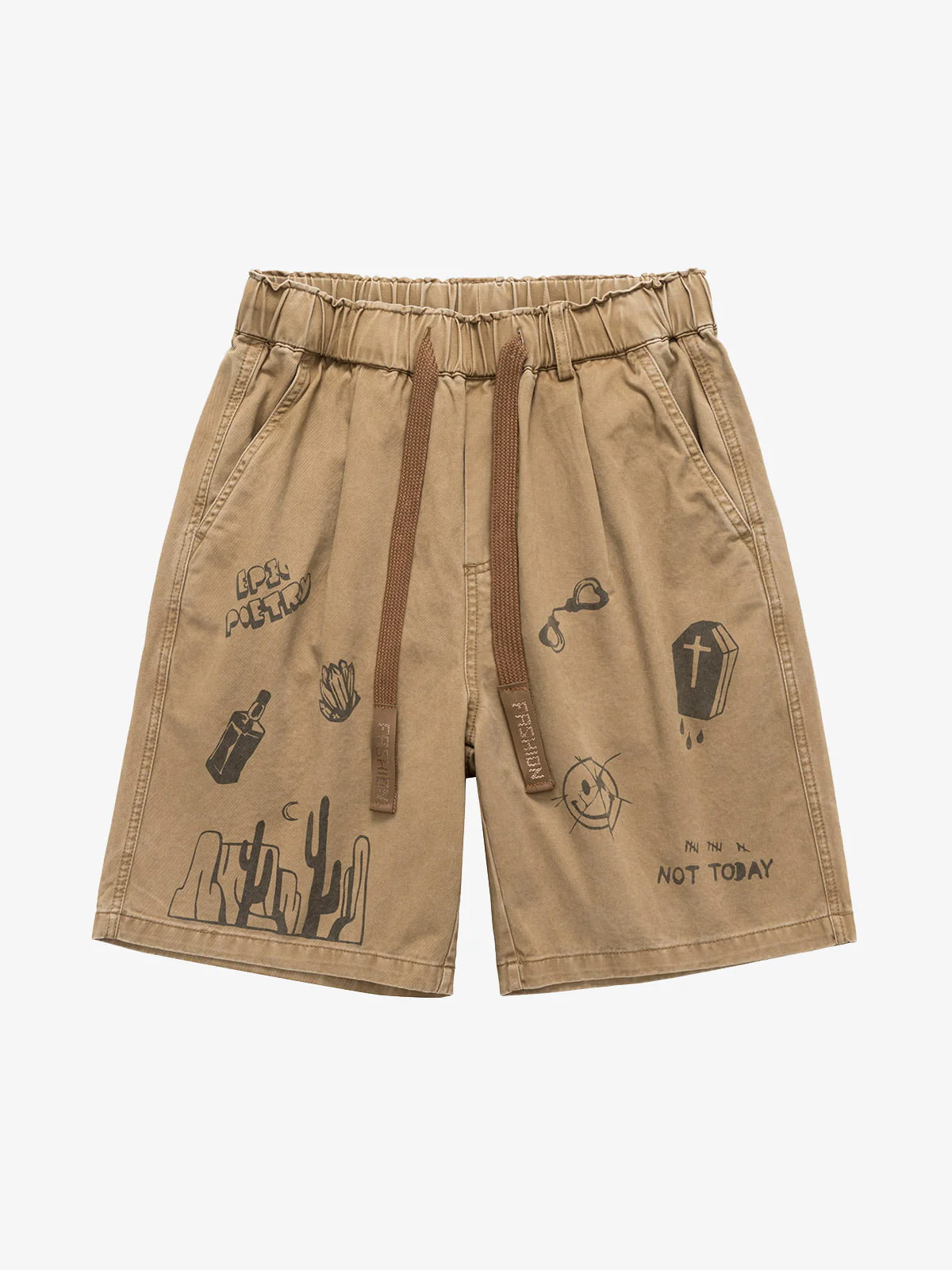 Graphic Print Drawstring Shorts - Image 3
