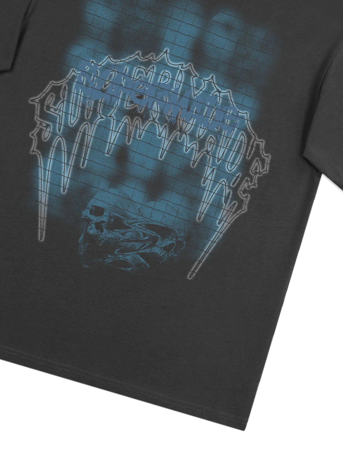 Dark Grid Skull Graphic T-Shirt - Image 10
