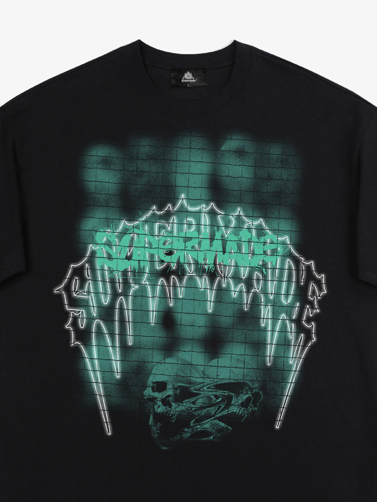 Dark Grid Skull Graphic T-Shirt - Image 17
