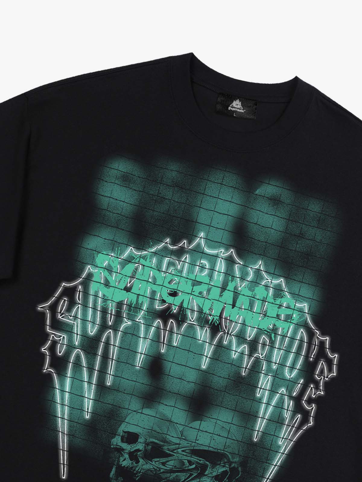 Dark Grid Skull Graphic T-Shirt - Image 19