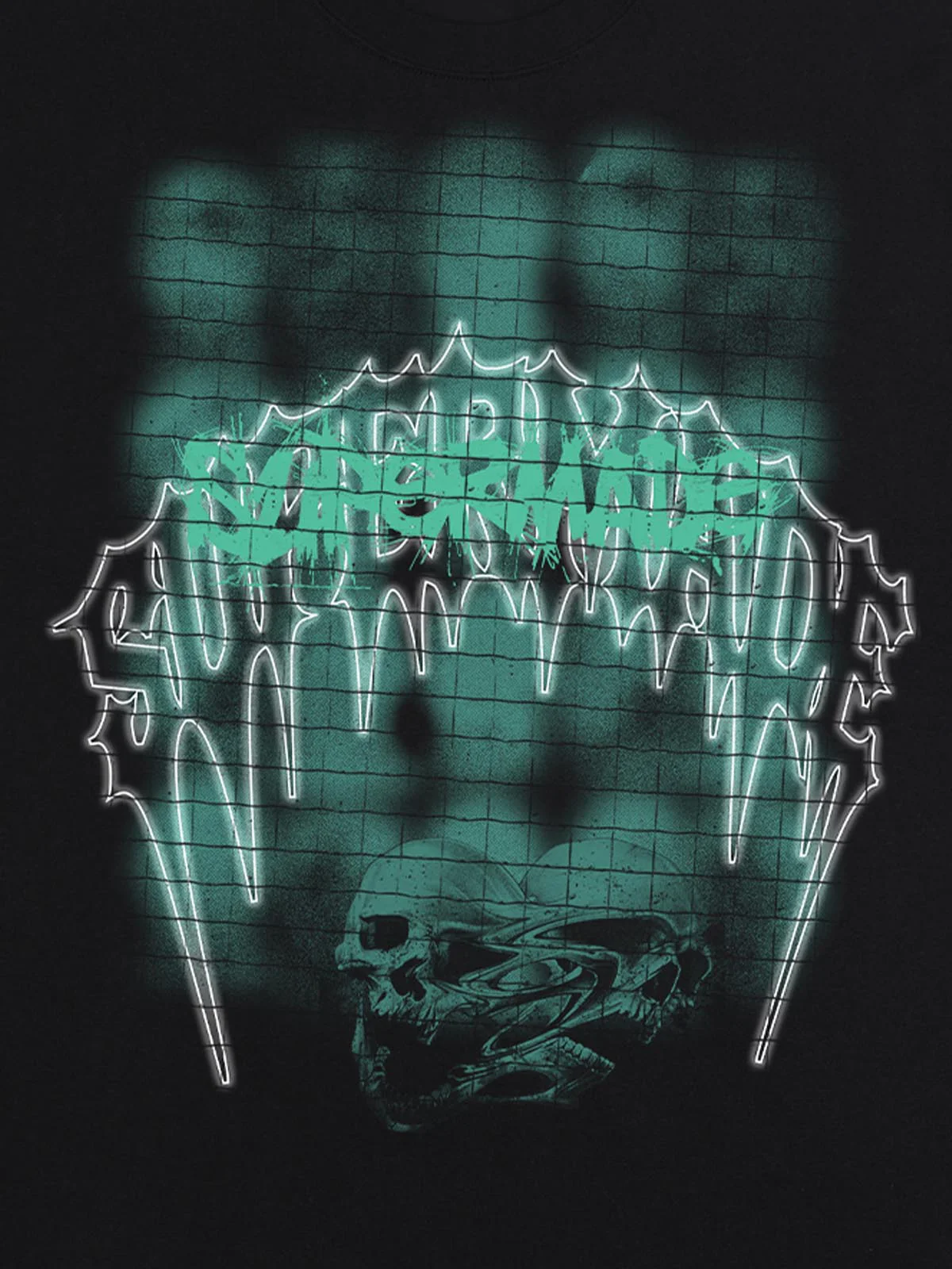 Dark Grid Skull Graphic T-Shirt - Image 20
