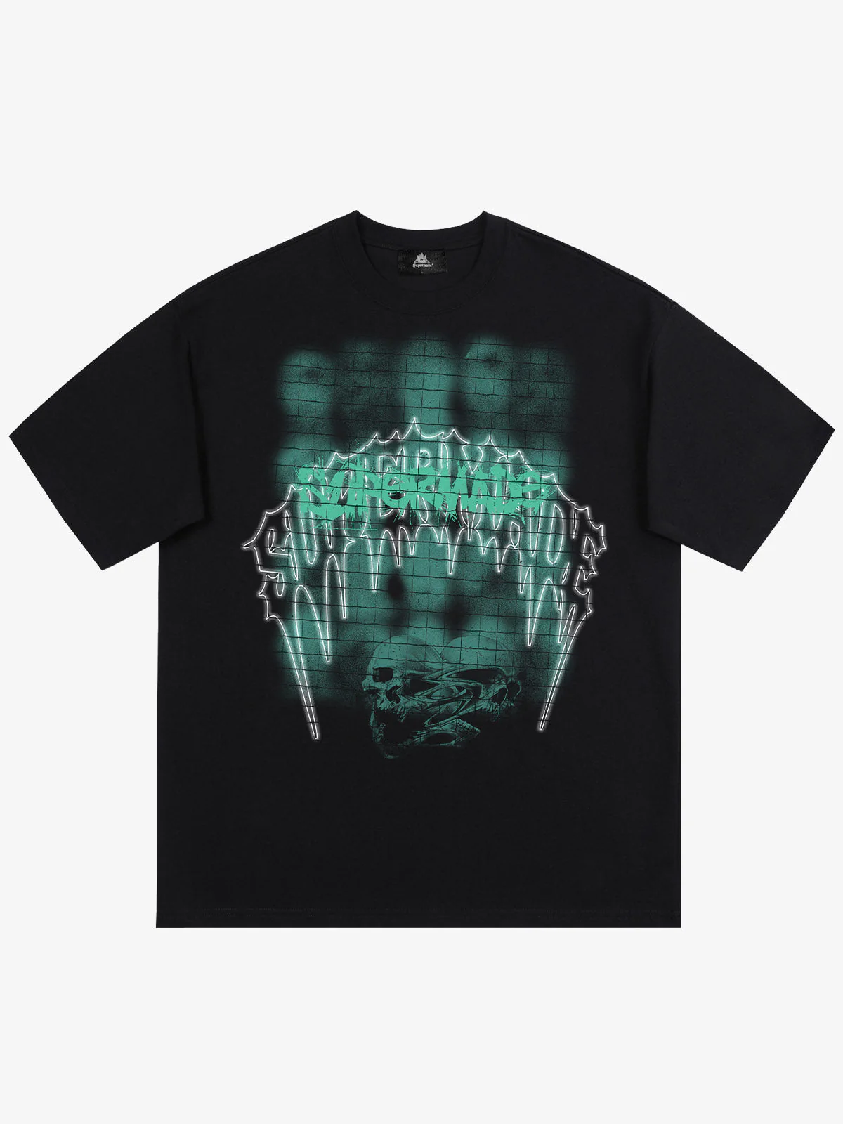 Dark Grid Skull Graphic T-Shirt - Image 4