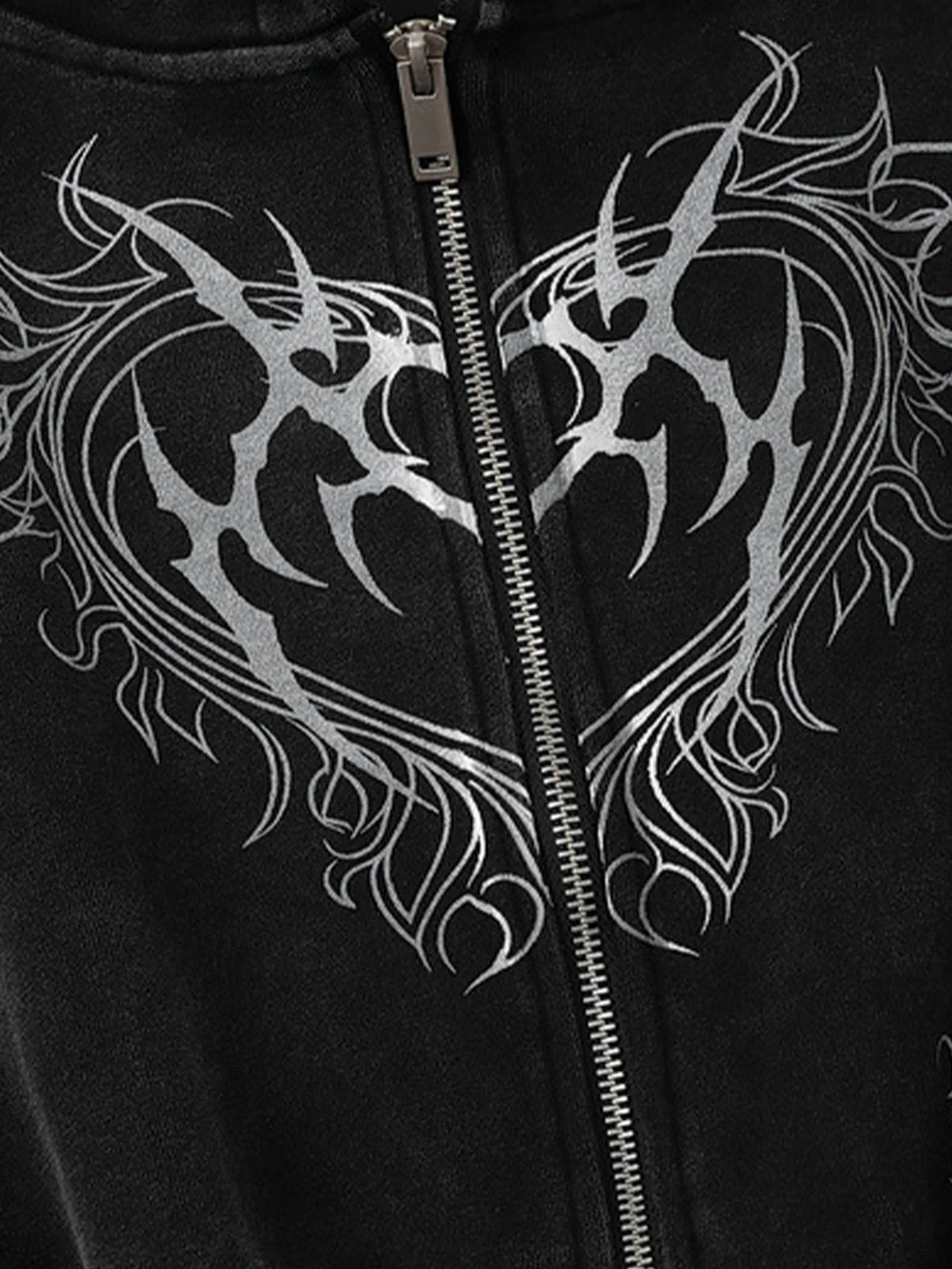 Dark Print Cardigan Cropped Hoodie - Image 12