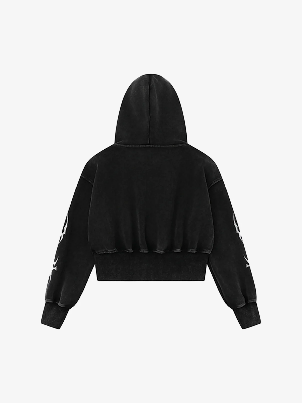 Dark Print Cardigan Cropped Hoodie - Image 9