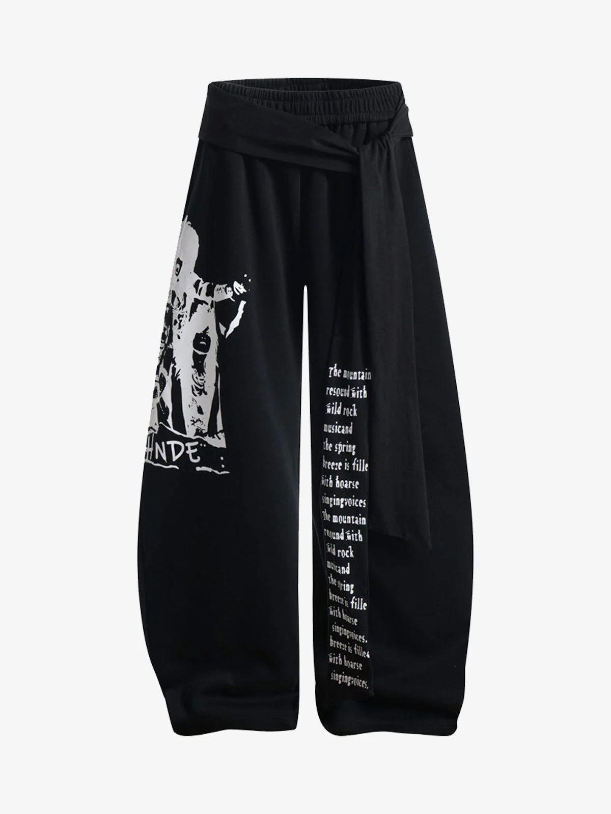Dark Street Character Print Waist Strap Detail Barrel Pants - Image 2