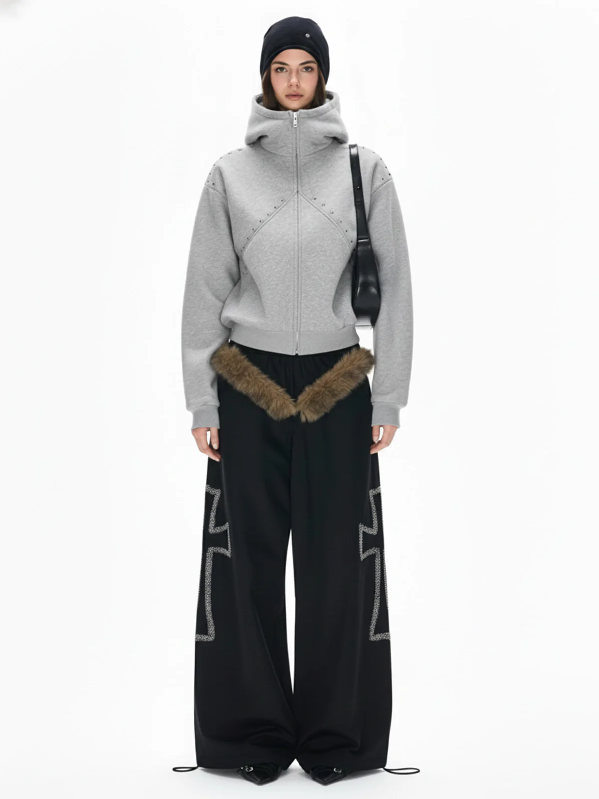 Dark Street Style Cat Ear Studded Zip-Up Hoodie - Image 4