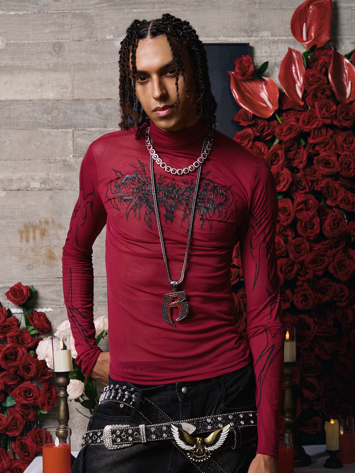 Dark Style Printed Slim Mesh Long Sleeves T-Shirt - Image 5