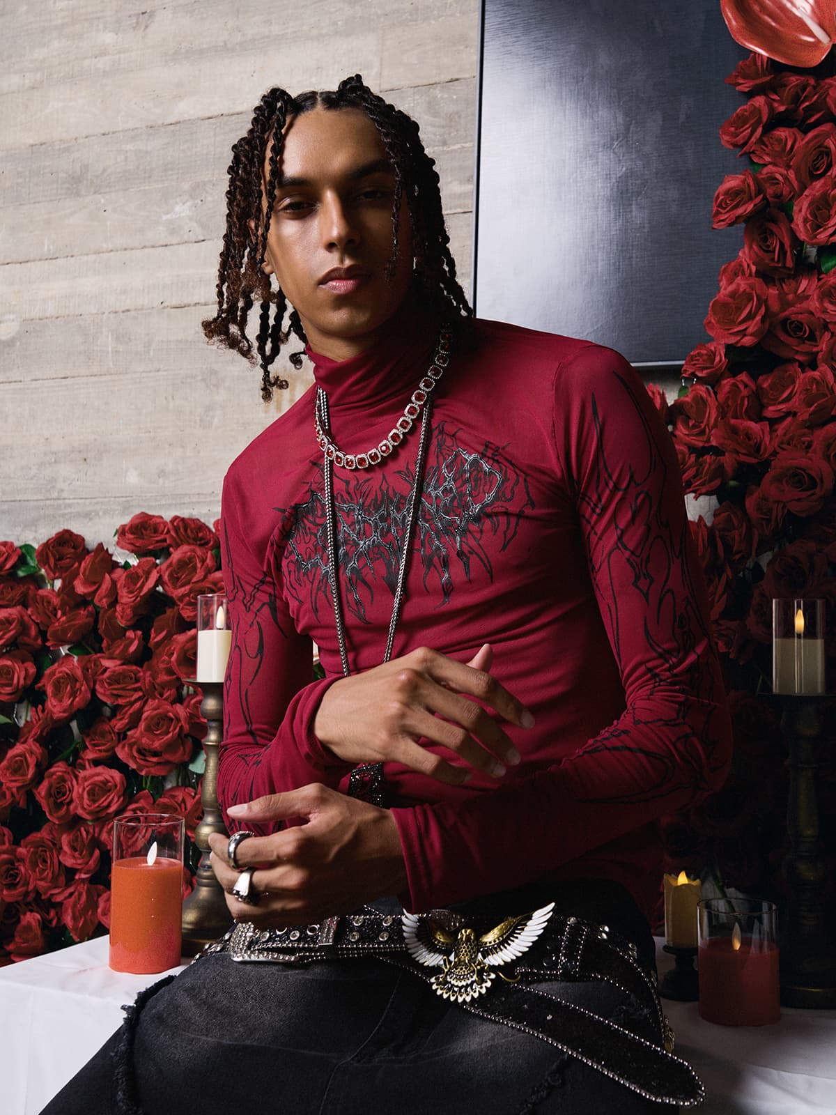 Dark Style Printed Slim Mesh Long Sleeves T-Shirt - Image 7