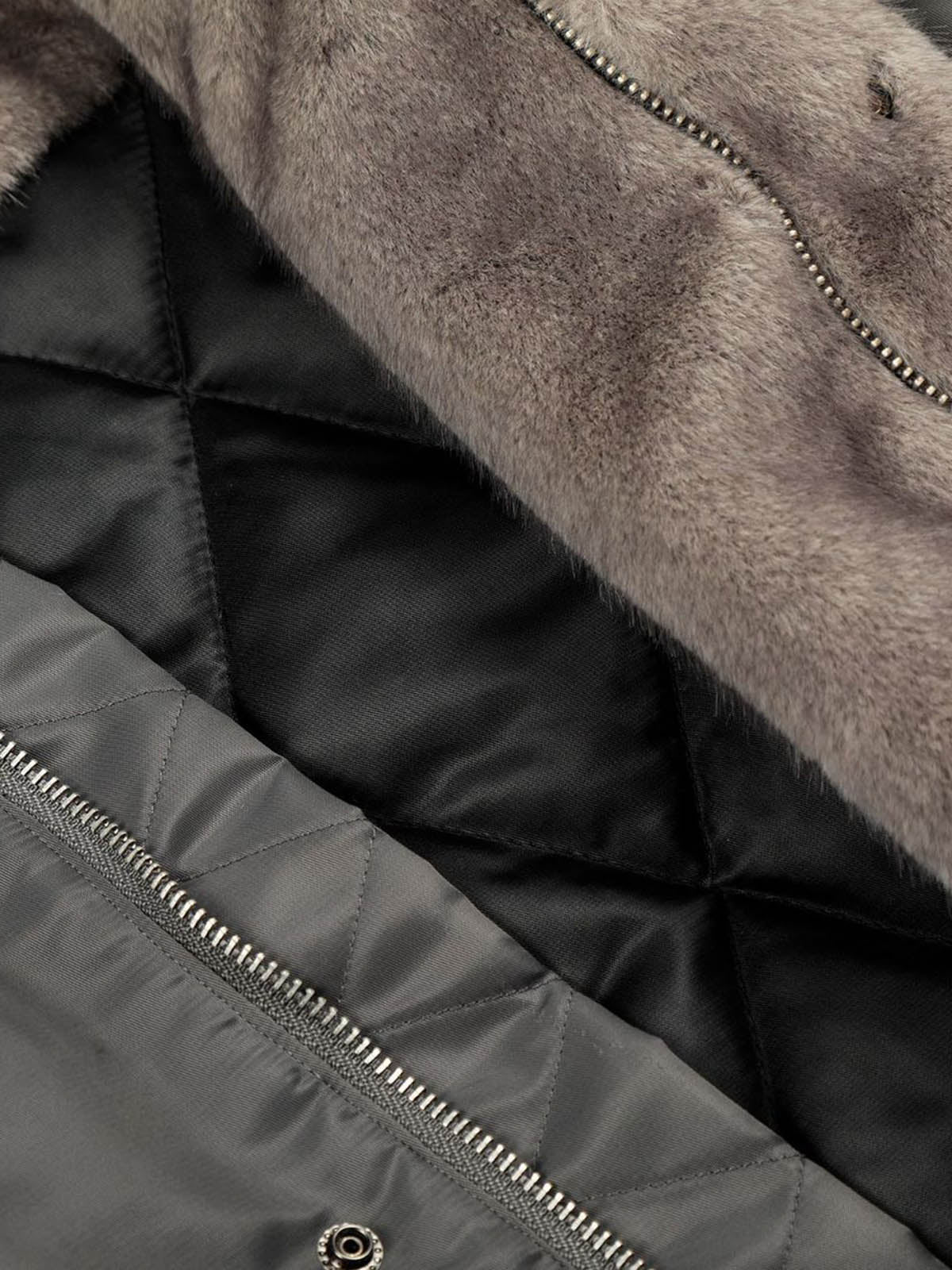 Deconstructed Patchwork Fur Collar Bomber Jacket - Image 13