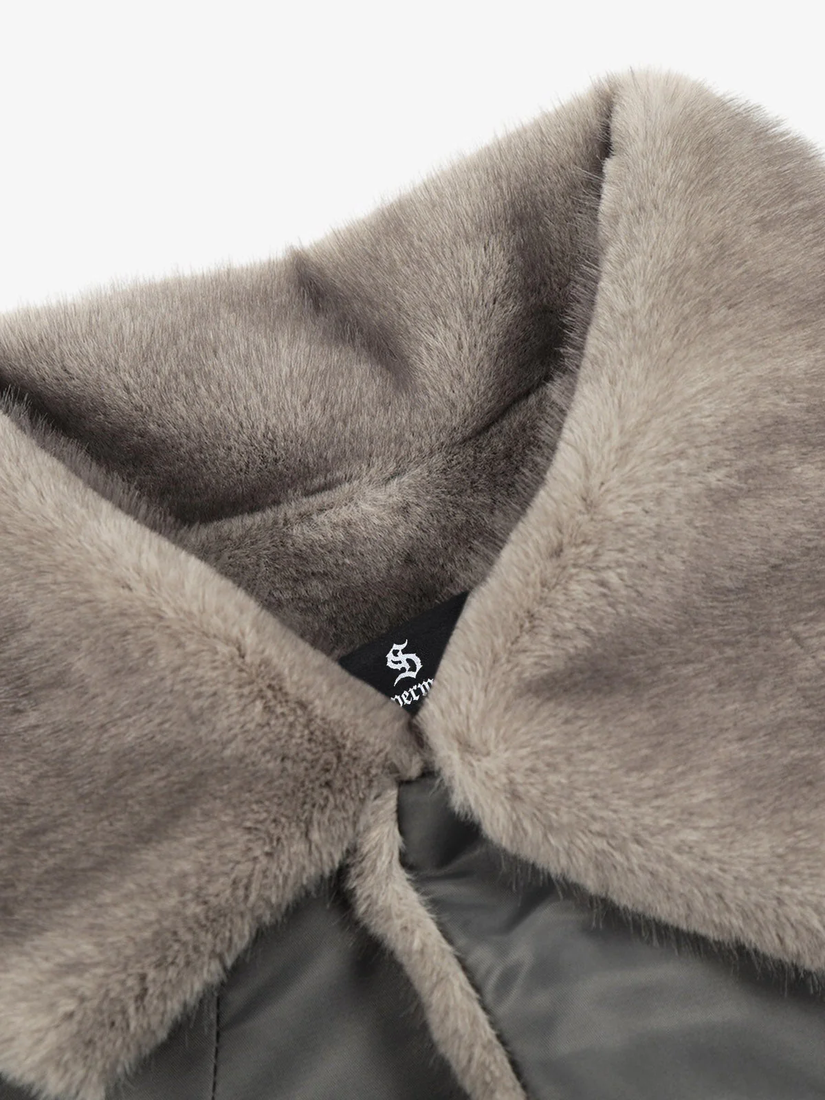 Deconstructed Patchwork Fur Collar Bomber Jacket - Image 14