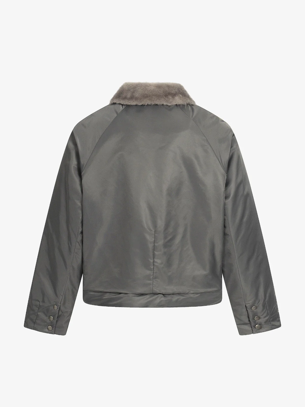 Deconstructed Patchwork Fur Collar Bomber Jacket - Image 7