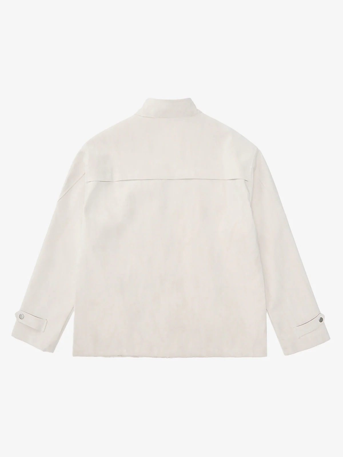 Deconstructed Split Stand Collar PU Leather Jacket - Image 6