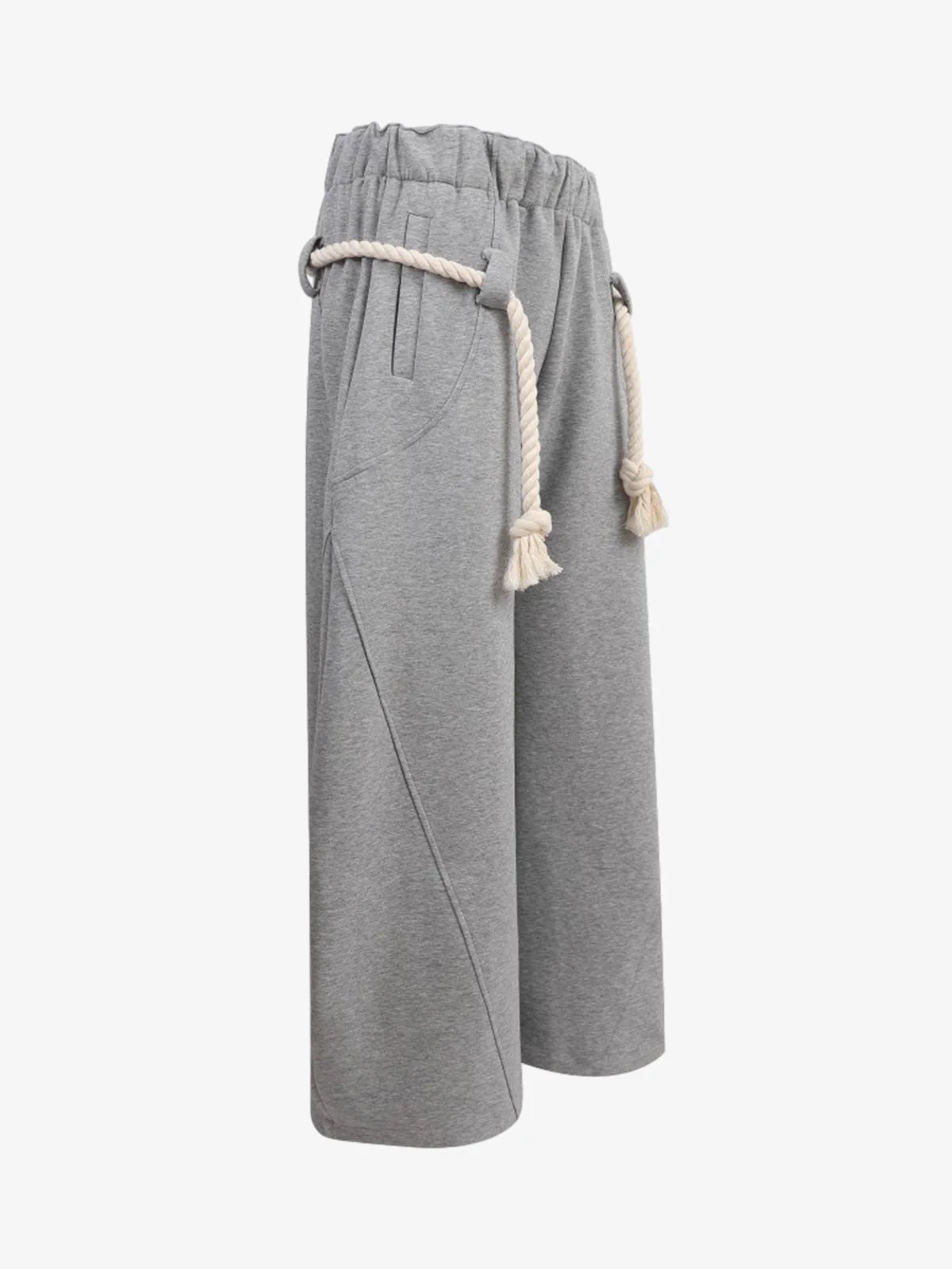 Decorative Rope Detail Wide Leg Sweatpants - Image 2