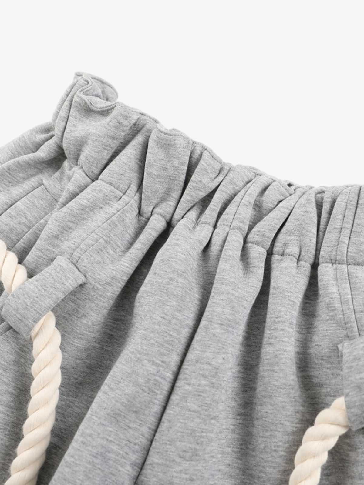 Decorative Rope Detail Wide Leg Sweatpants - Image 4