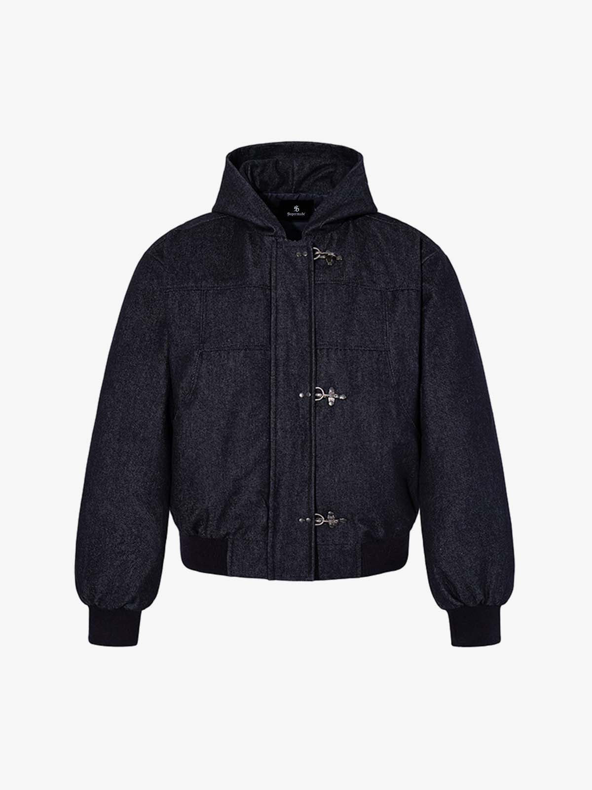 Denim Toggle Detail Bomber Jacket