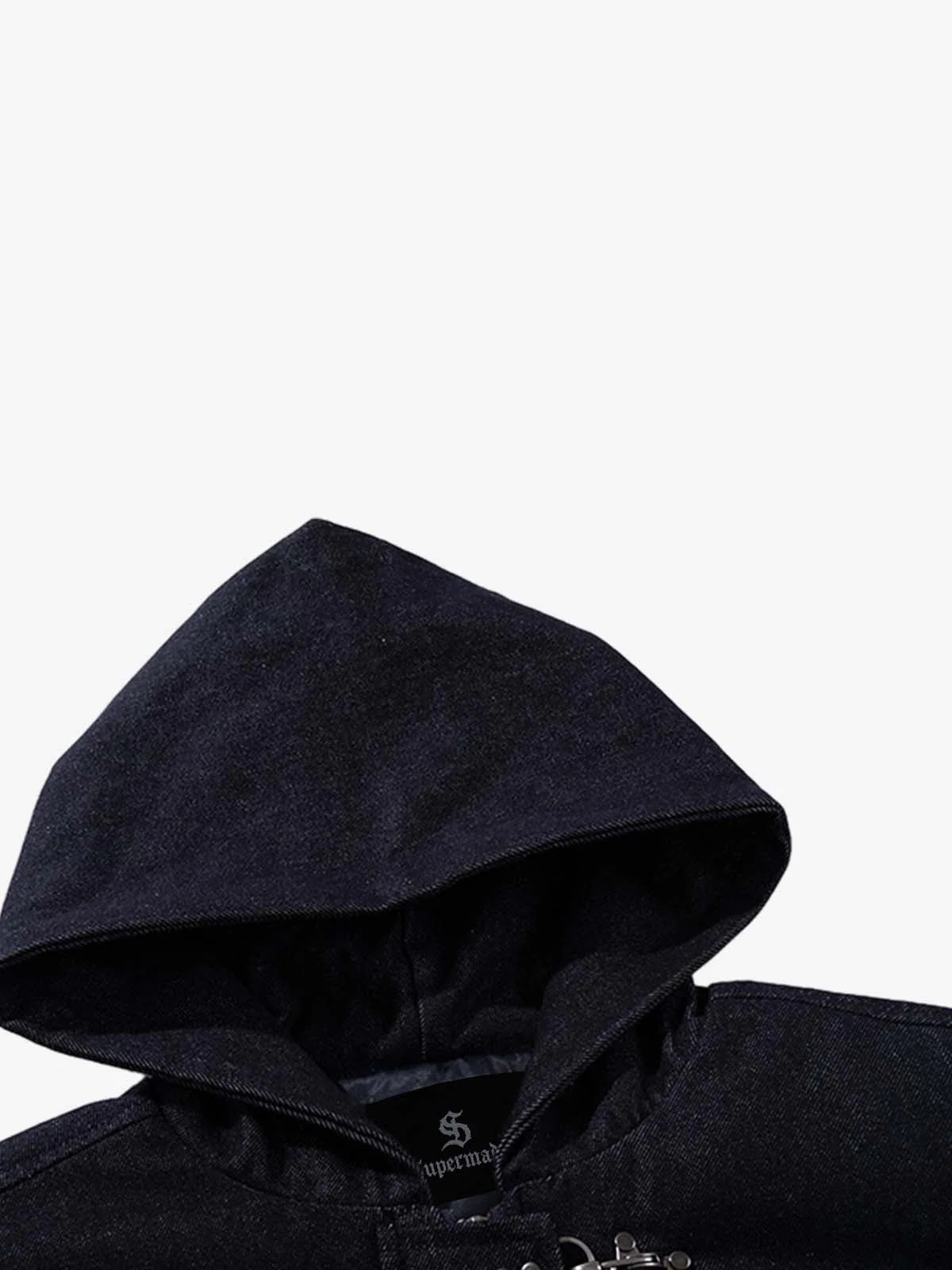 Denim Toggle Detail Bomber Jacket - Image 4