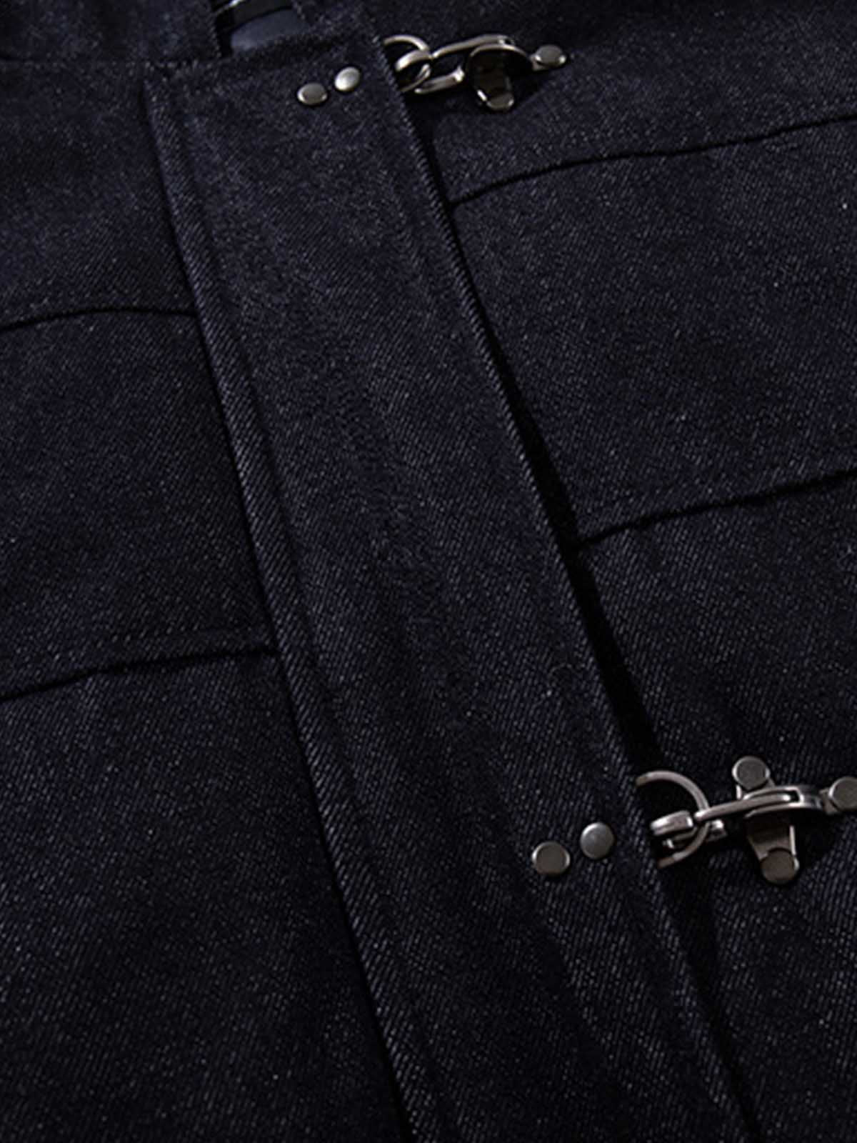 Denim Toggle Detail Bomber Jacket - Image 6