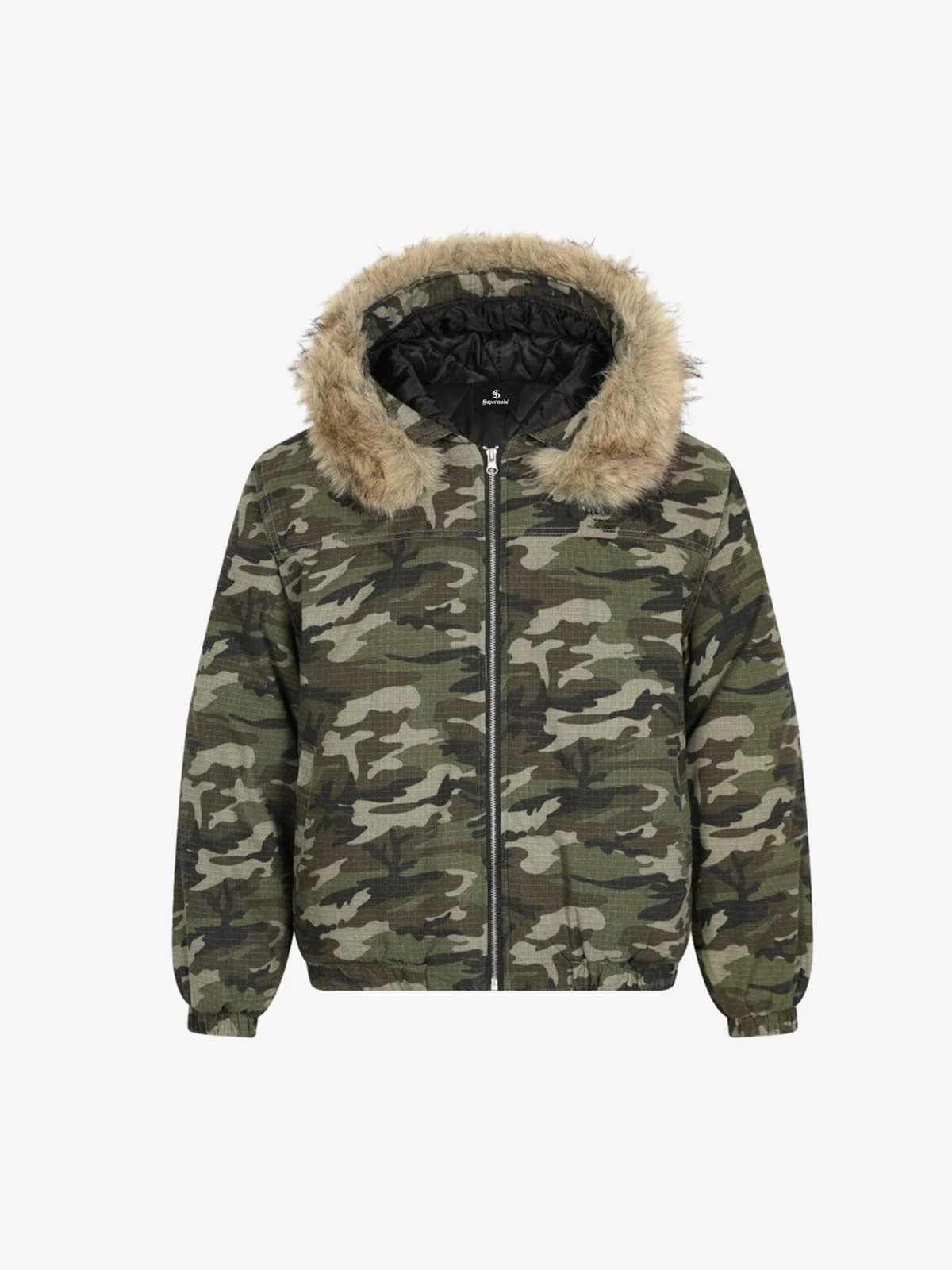 Detachable Fur Collar Forest Camo Padded Jacket - Image 2