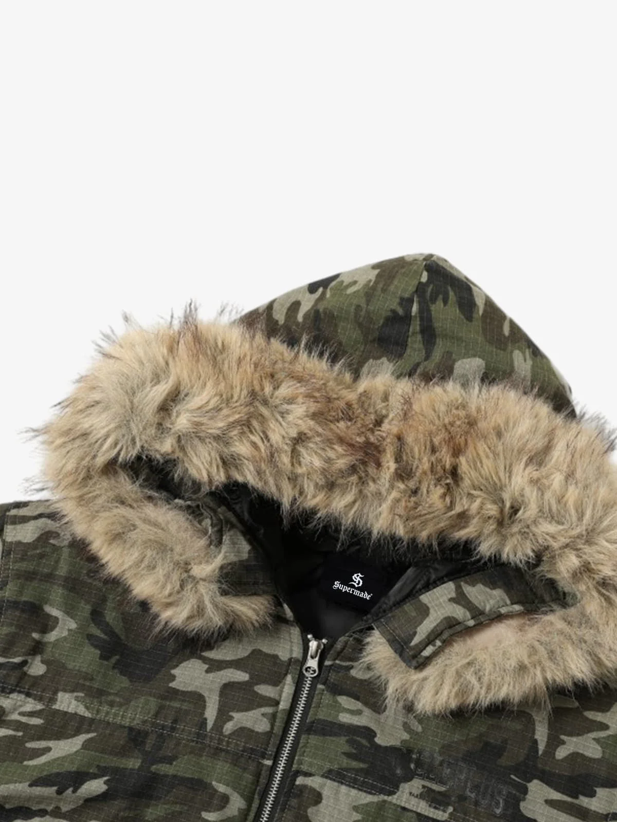 Detachable Fur Collar Forest Camo Padded Jacket - Image 7
