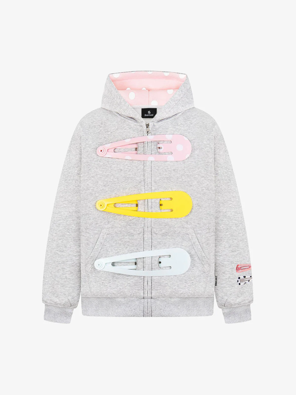 Detachable Hair Clip Decoration Zip Up Hoodie - Image 2