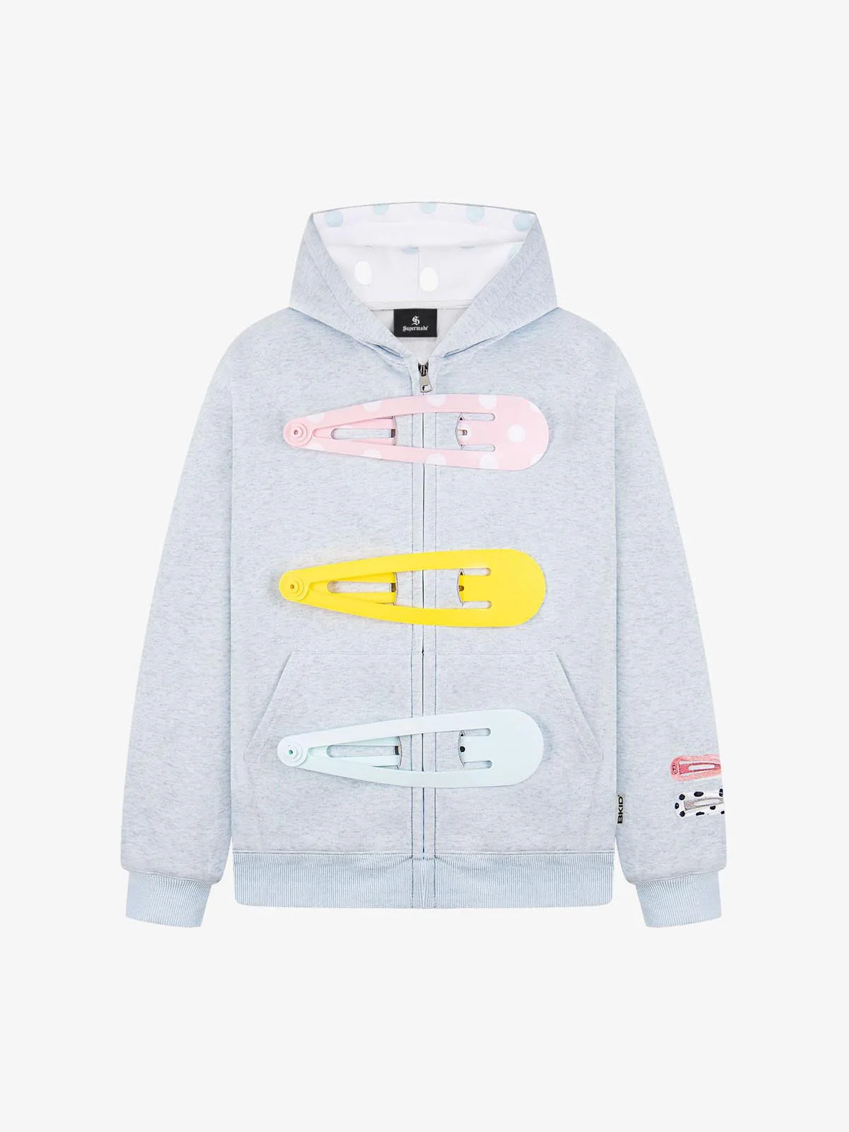 Detachable Hair Clip Decoration Zip Up Hoodie - Image 3