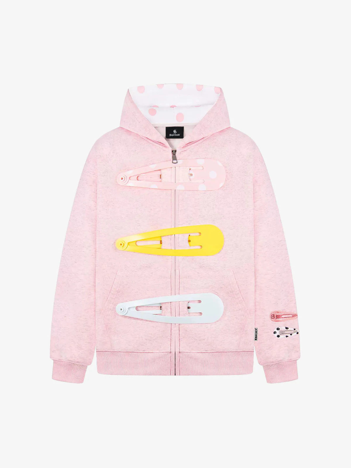 Detachable Hair Clip Decoration Zip Up Hoodie - Image 4