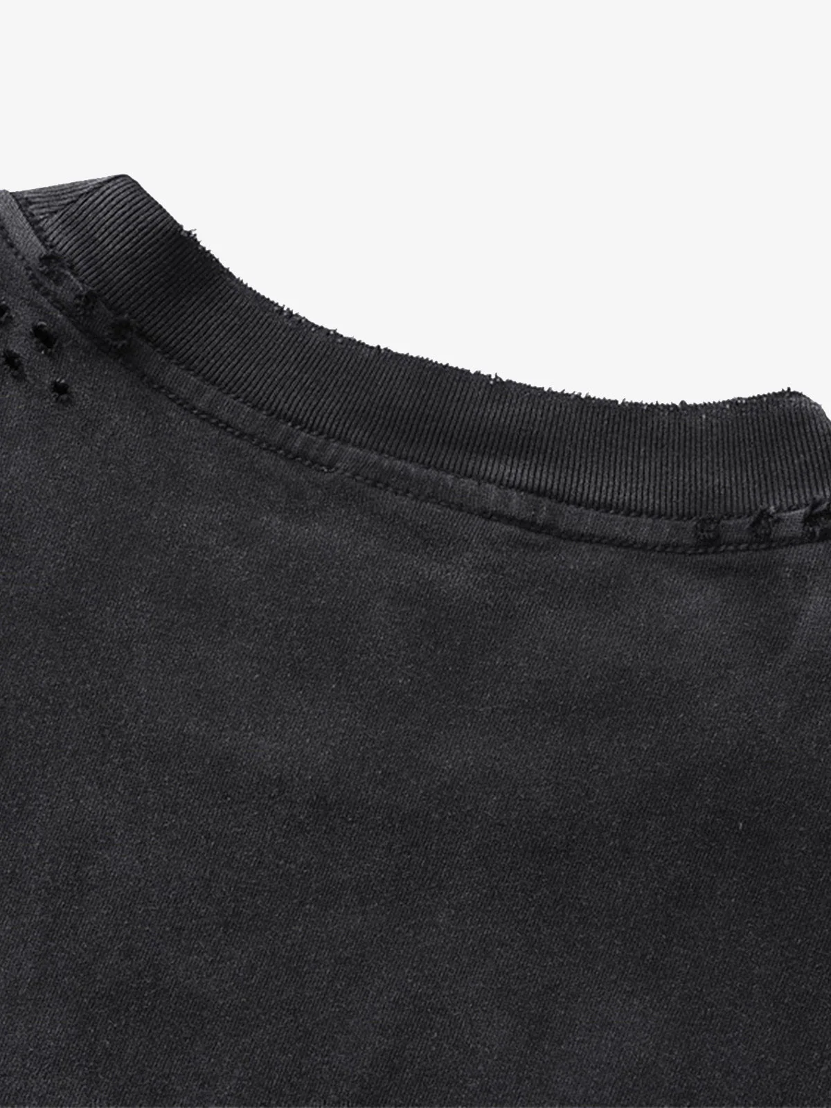 Distressed 07 Graphic Print Washed Long Sleeve T-Shirt - Image 6